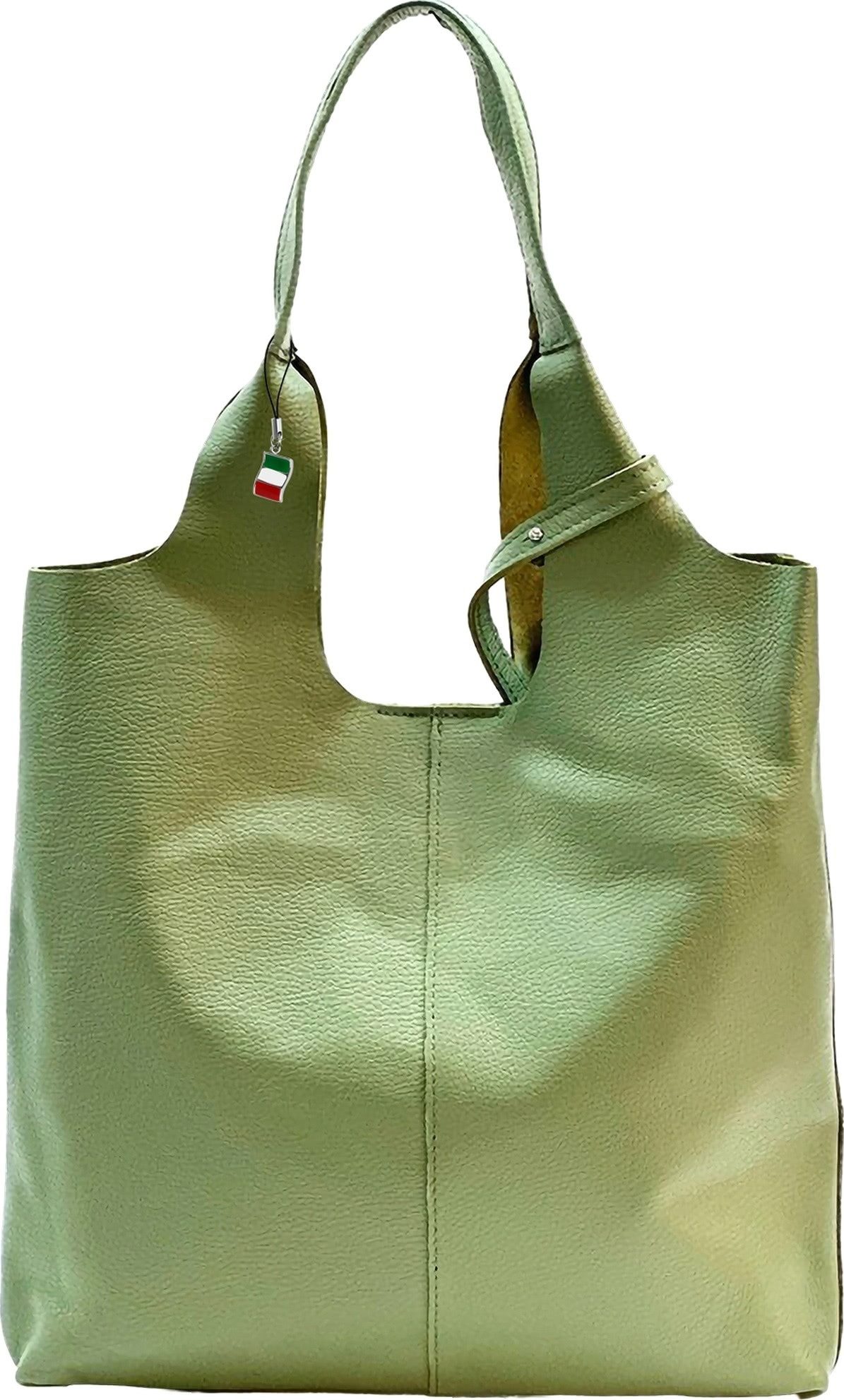 FLORENCE Shopper Florence Damen Shopper Leder Tasche (Shopper), Damen Shopper Leder, hellgrün ca. 37cm x ca. 38cm hoch