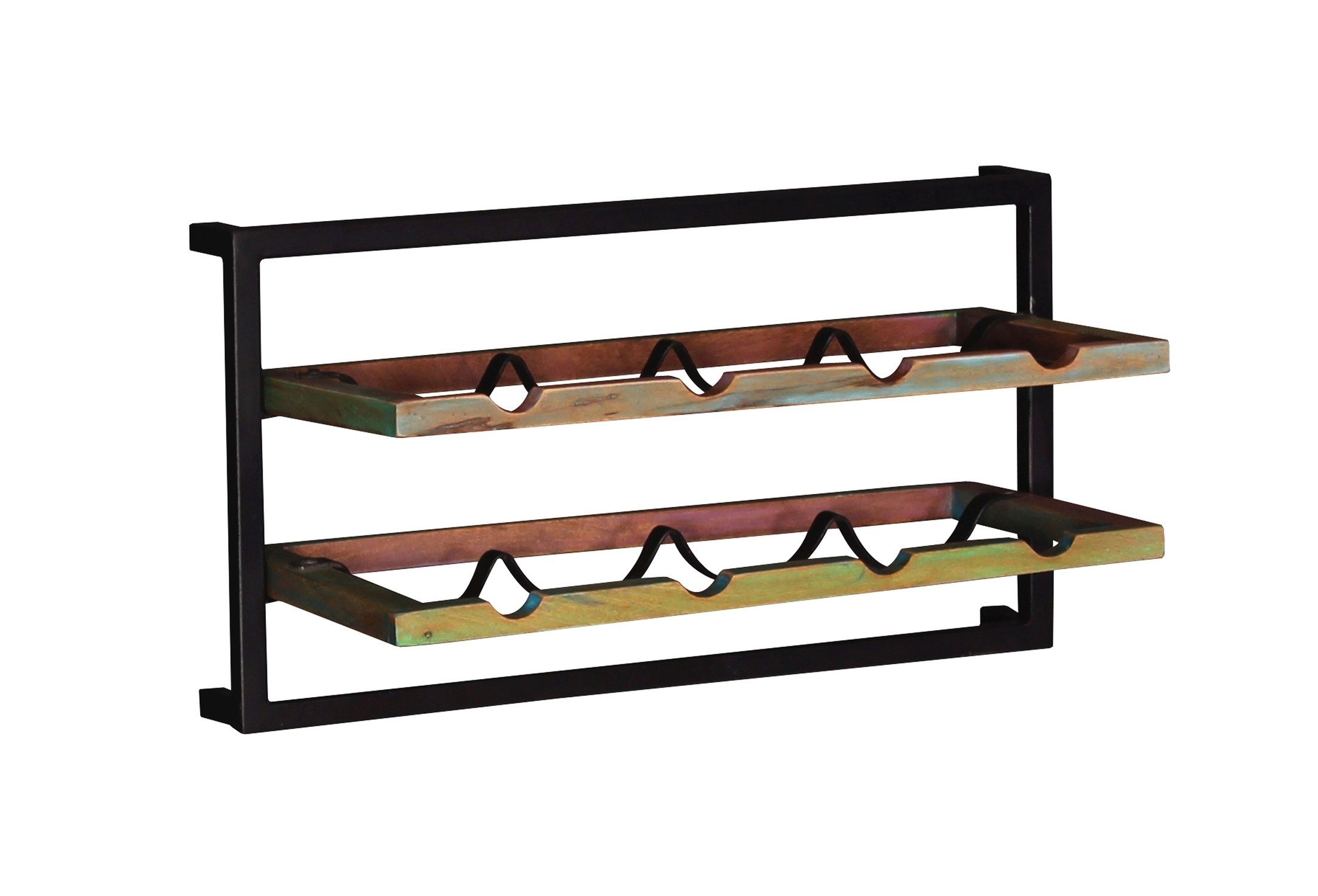 TPFLiving Wandregal Anchorage - toller Materialmix aus Holz und Metall, Wandregal im modernen Industrial Look - bunt, schwarz, Produktlinie: Alaska - Breite: 65 cm, Höhe: 35 cm, Tiefe: 25 cm