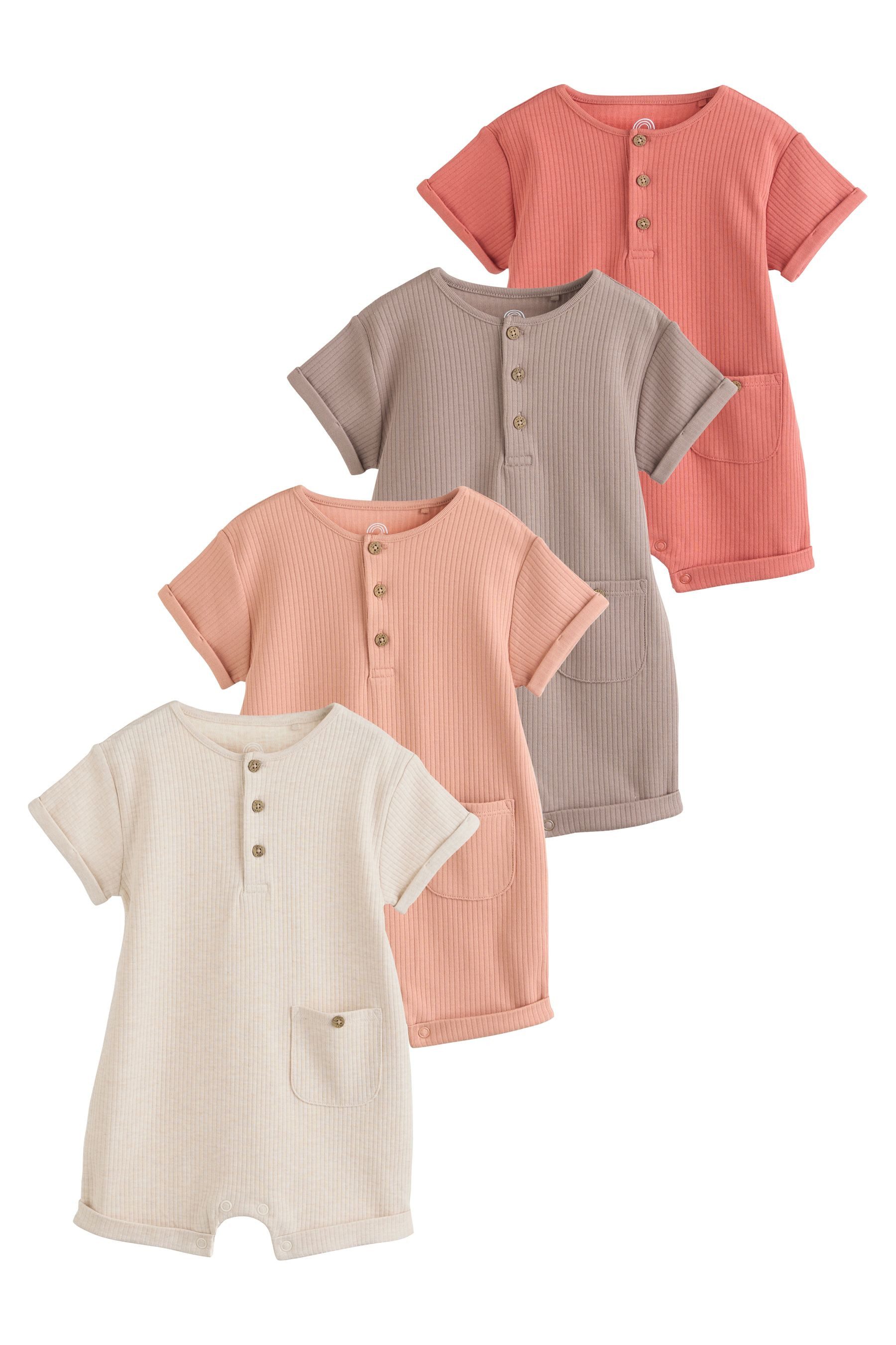 Next Strampler Baby Strampler mit geknöpftem Stehkragen, 4er-Pack (4-tlg)