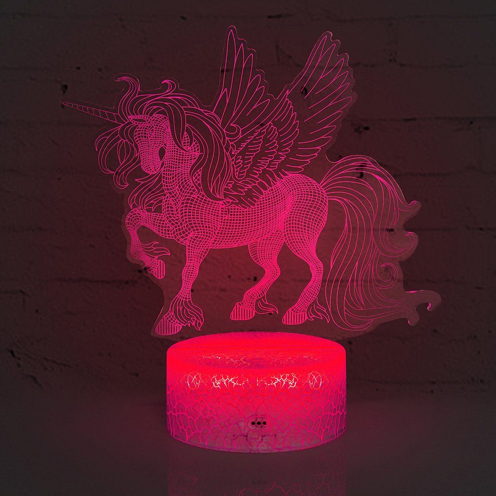 Rosnek LED Nachtlicht 3D LED Nachtlicht, Einhorn-Serie Tisch Tischlampe, Kinder Geschenk, LED wechselbar, 16 Bunte Veränderung, 16 Farbwechsel