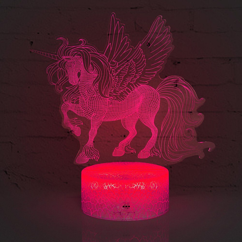 LED 3D Einhorn-Serie Nachtlicht Kinder 16 Nachtlicht, Bunte 16 LED Farbwechsel-KX-1238 16 Tisch Geschenk, Tischlampe, Farbwechsel Rosnek Veränderung, LED wechselbar,