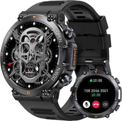 Bedee Smartwatch Herren mit Telefonfunktion 1.39'' HD Touchscreen Uhren Smartwatch (1.39 Zoll, kompatibel mit Android IOS) Fitnessuhr, 1-tlg., Schwarz, Armbanduhr Fitnessuhr