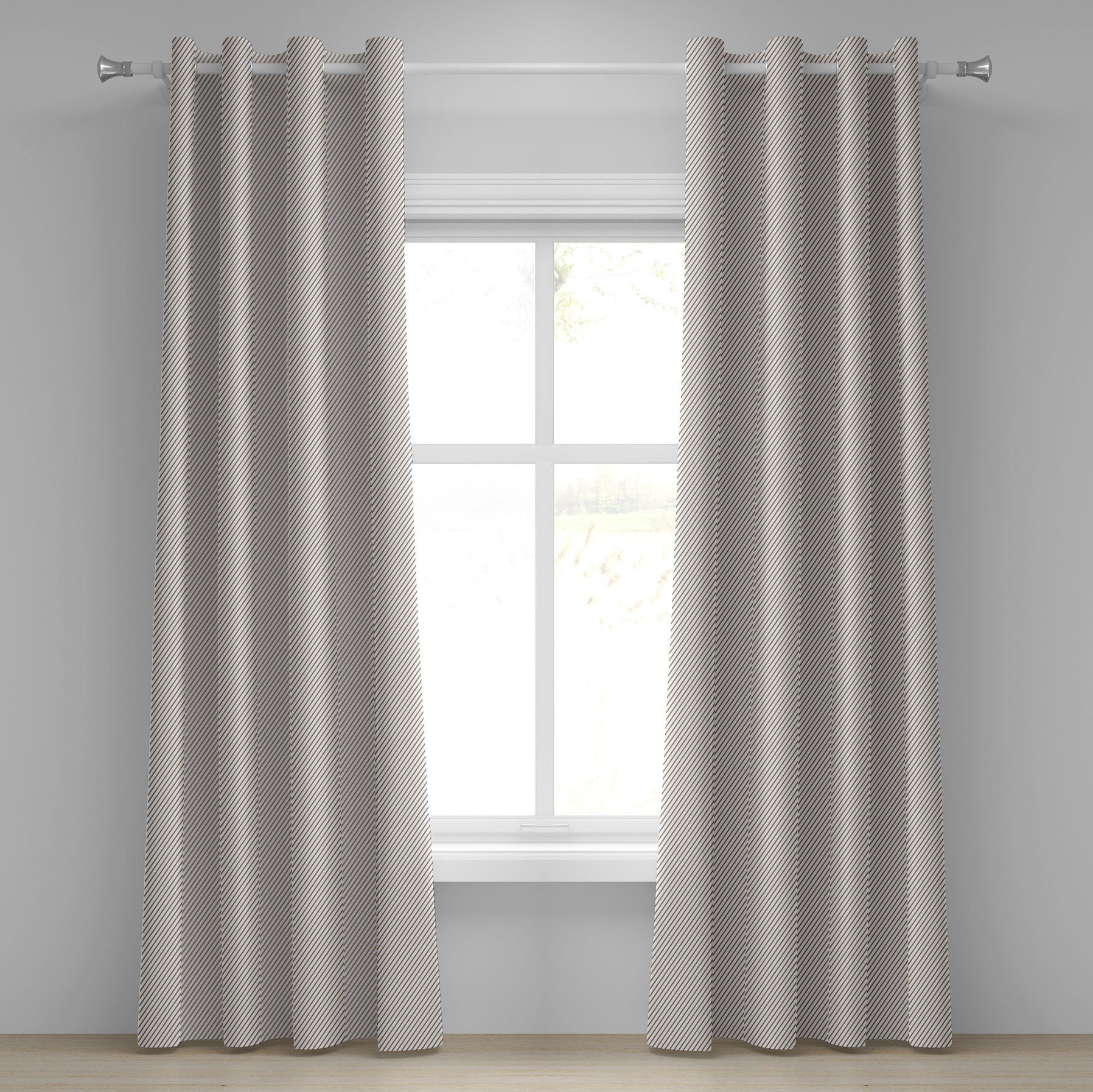 Gardine Dekorative 2-Panel-Fenstervorhänge für Schlafzimmer Wohnzimmer, Abakuhaus, Retro Grenzen Stripes Geometric