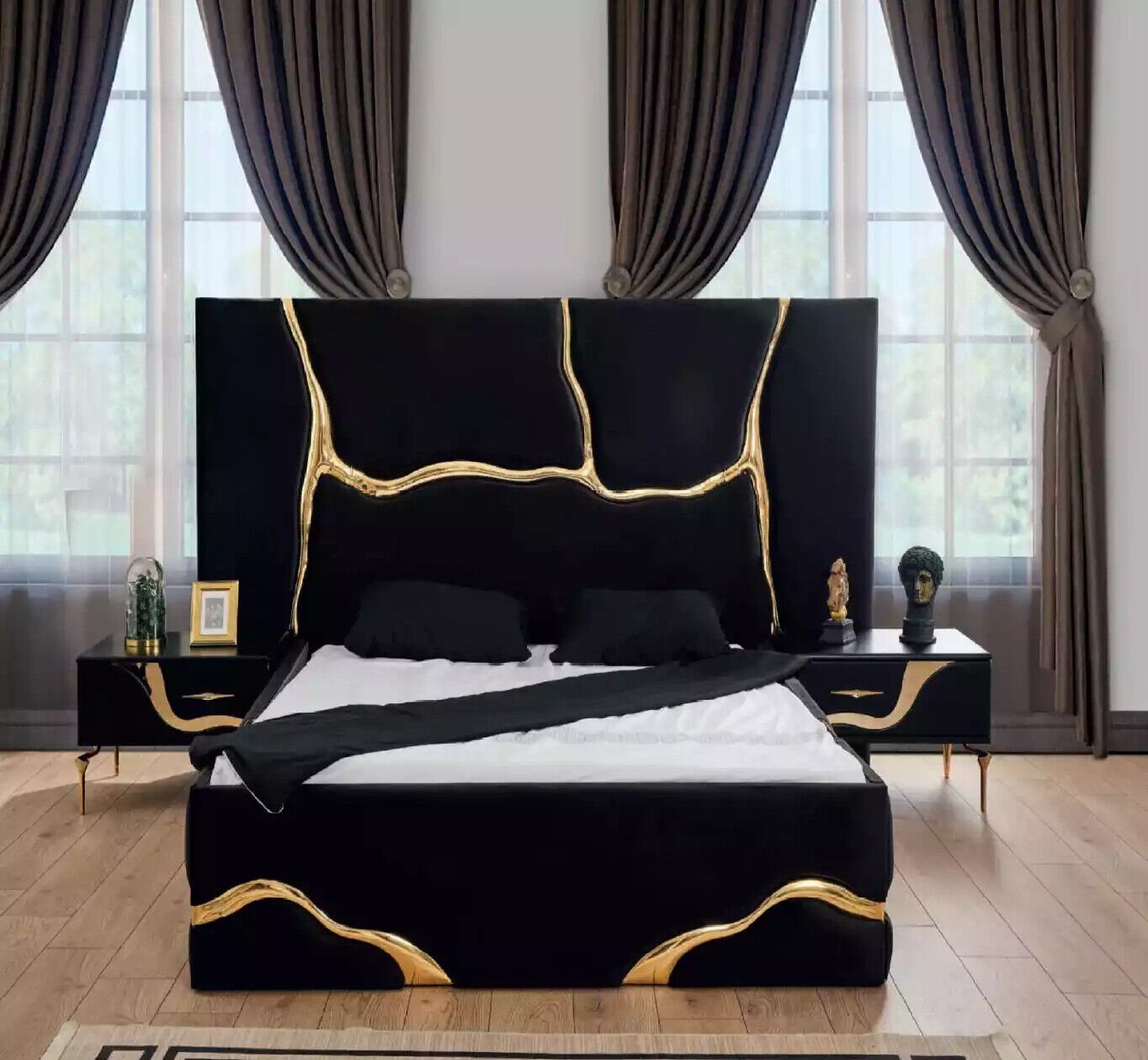 goldenen (1-tlg., Möbel Bett) Schlagen Bett Schlafzimmer mit Betten Luxus JVmoebel Muster Bett