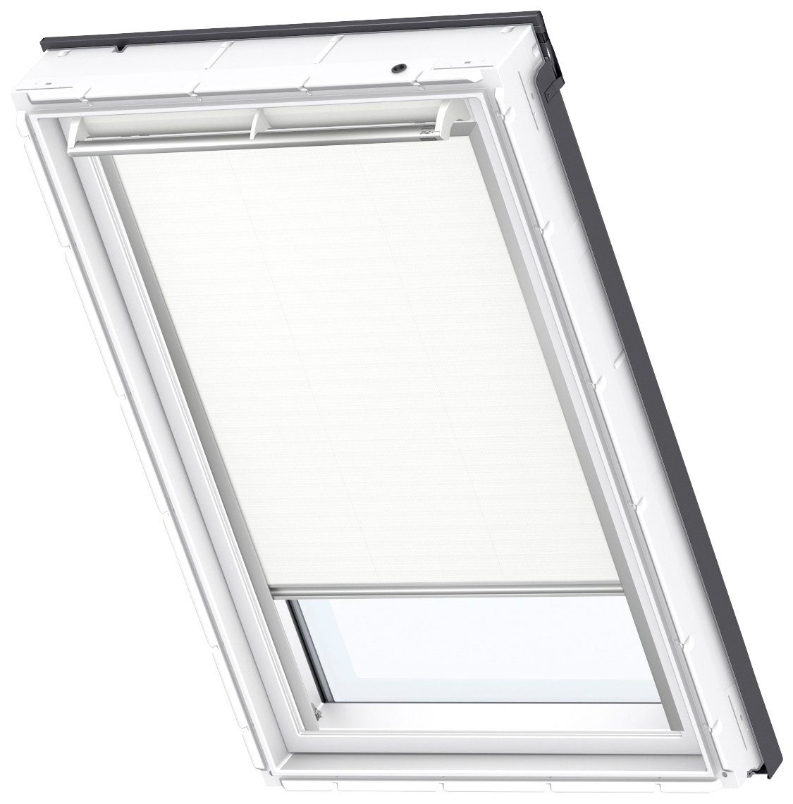 Verdunklungsrollo DKL Y85 1025S, VELUX, verdunkelnd, ohne Bohren, in Führungsschienen, VELUX »Pick & Click!«, alufarbene Führungsschienen & Griffleiste