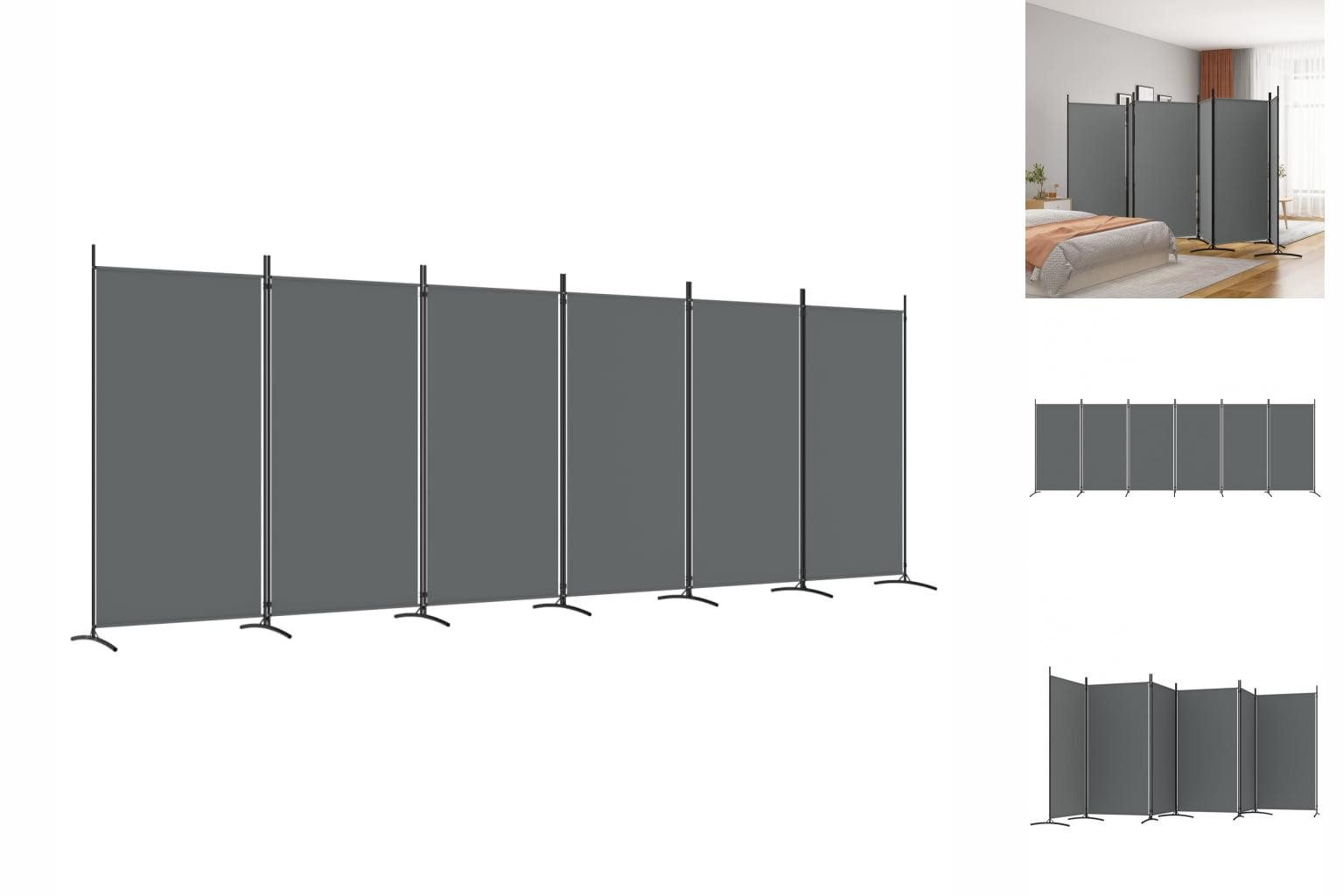 vidaXL Paravent 6-tlg Paravent Anthrazit 520x180 cm Stoff Spanische Wand Ra günstig online kaufen