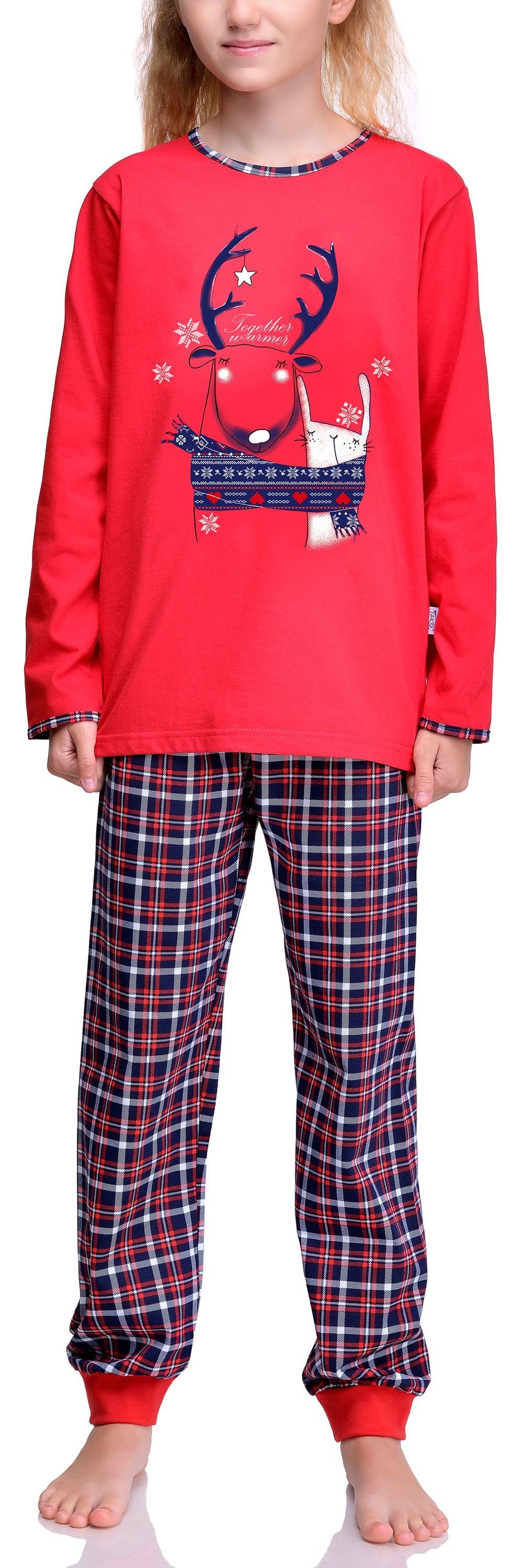 Set Mädchen Schlafanzug TITR850 Rot aus Schlafanzüge Baumwolle Pyjama Langarm Winter Timone