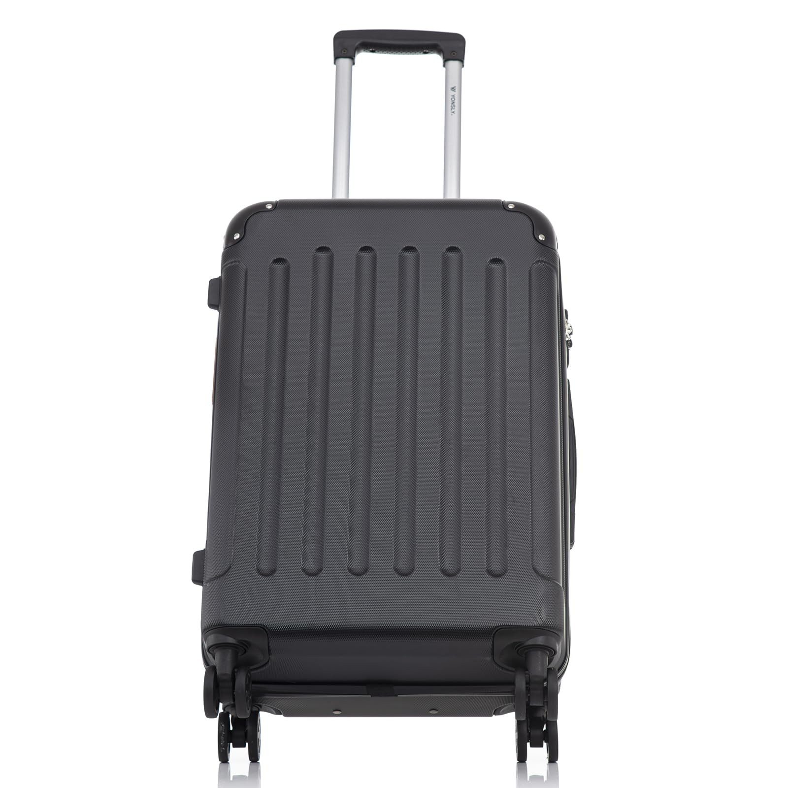 YONSLY Kofferset 4er Set, Reisekoffer Trolley mit 360° Rollen ABS-Hartschalen, 4 Rollen, (4 tlg., Sicherheitsschloss Weichem Gummigriff Handgepäck S/M/L/XL), Leichtes Gepäckset Trolley 4er Koffer Set, Reisekoffer