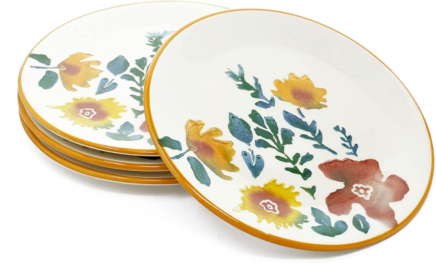 Lashuma Teller Blütenfest, (4 St), Essteller Ø 19 cm, Kuchenteller im Keramik Set