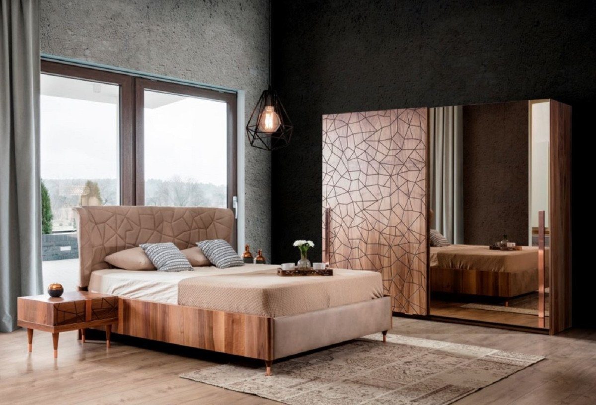 Casa Padrino x Luxus Möbel Luxus 220 Schlafzimmer - Kupferfarben mit 260 / x Schiebetüren H. 2 Kleiderschrank Schlafzimmerschrank Kleiderschrank - cm Massivholz Braun 70