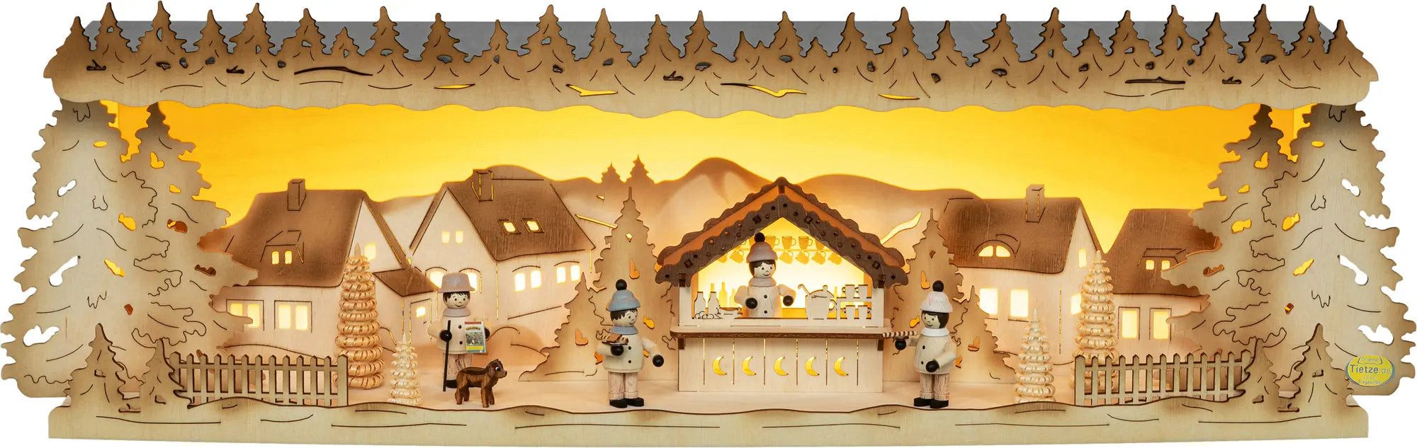 Tietze Erzgebirgsdesign LED Schwibbogen Erhöhung Weihnachtsmarkt exklusiv, 58x18x14,5 cm (BxHxT)