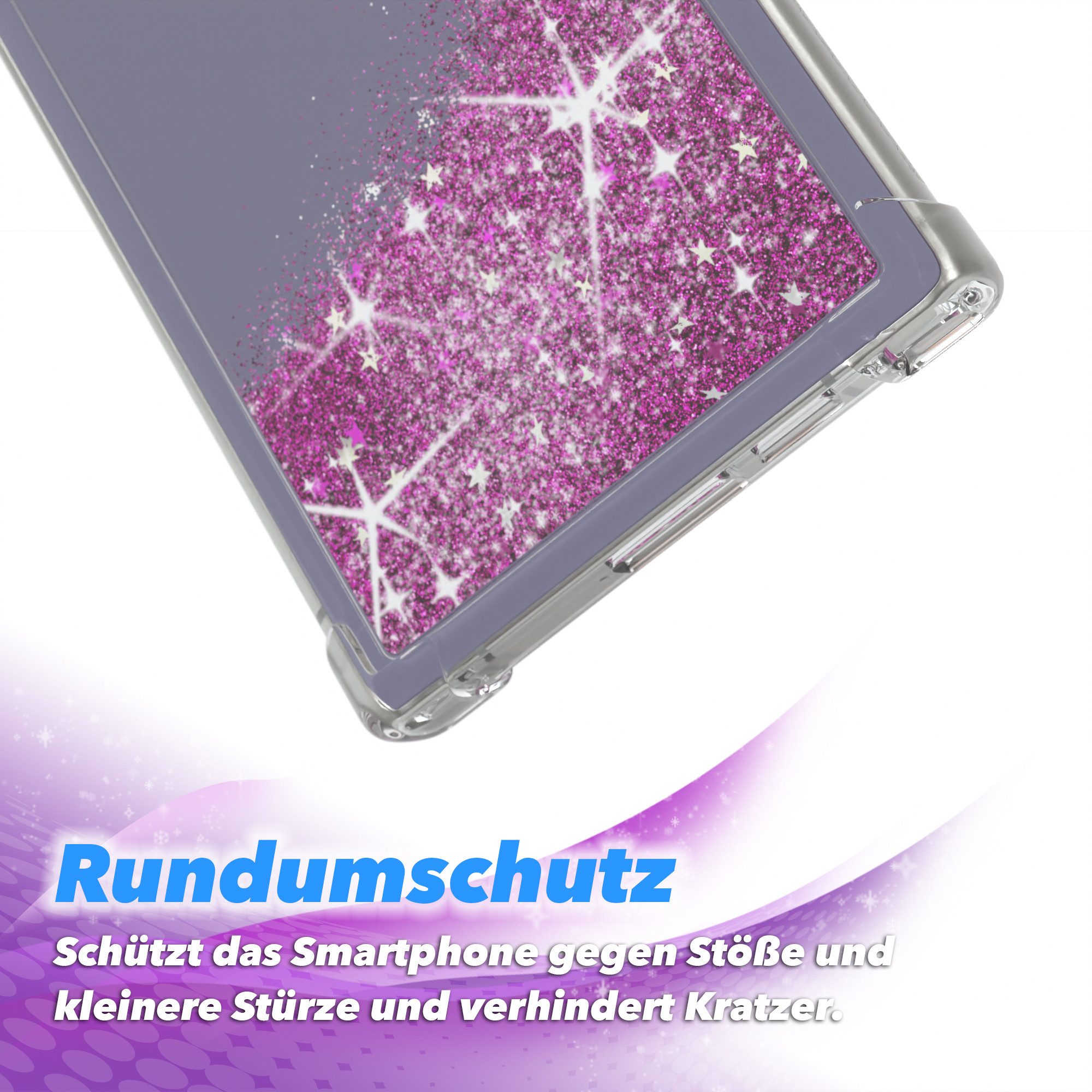 EAZY CASE Handyhülle Liquid Glittery Case für Samsung Galaxy S24 Ultra 6,8 Zoll, Bumper Case Back Cover Glitter Glossy Handyhülle Etui Violett Lila – Bild 5 von 5