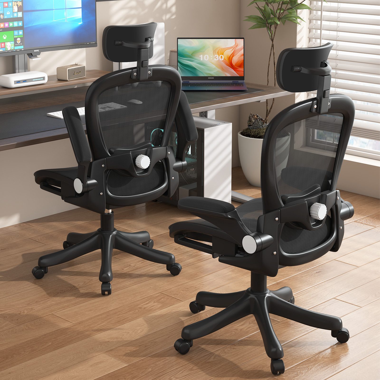 POPOLIC Bürostuhl Verstellbarer Netz-Gamingstuhl mit Kopf-/Lordosenstütze f günstig online kaufen