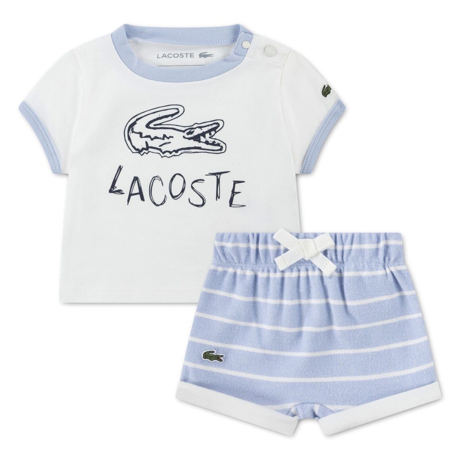 Lacoste Neugeborenen-Geschenkset Lacoste Baby 2-Teiler mit Print und Shorts weiß-blau