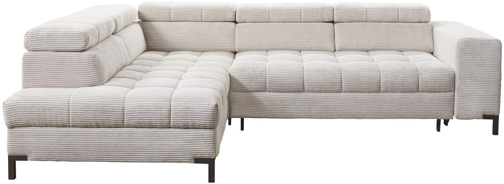 exxpo - sofa fashion Ecksofa Bocco, hochwertige Verarbeitung, toller Sitzkomfort, bequem, L-Form, wahlweise mit Bettfunktion u. Bettkasten, inkl. Kopfteilverstellung