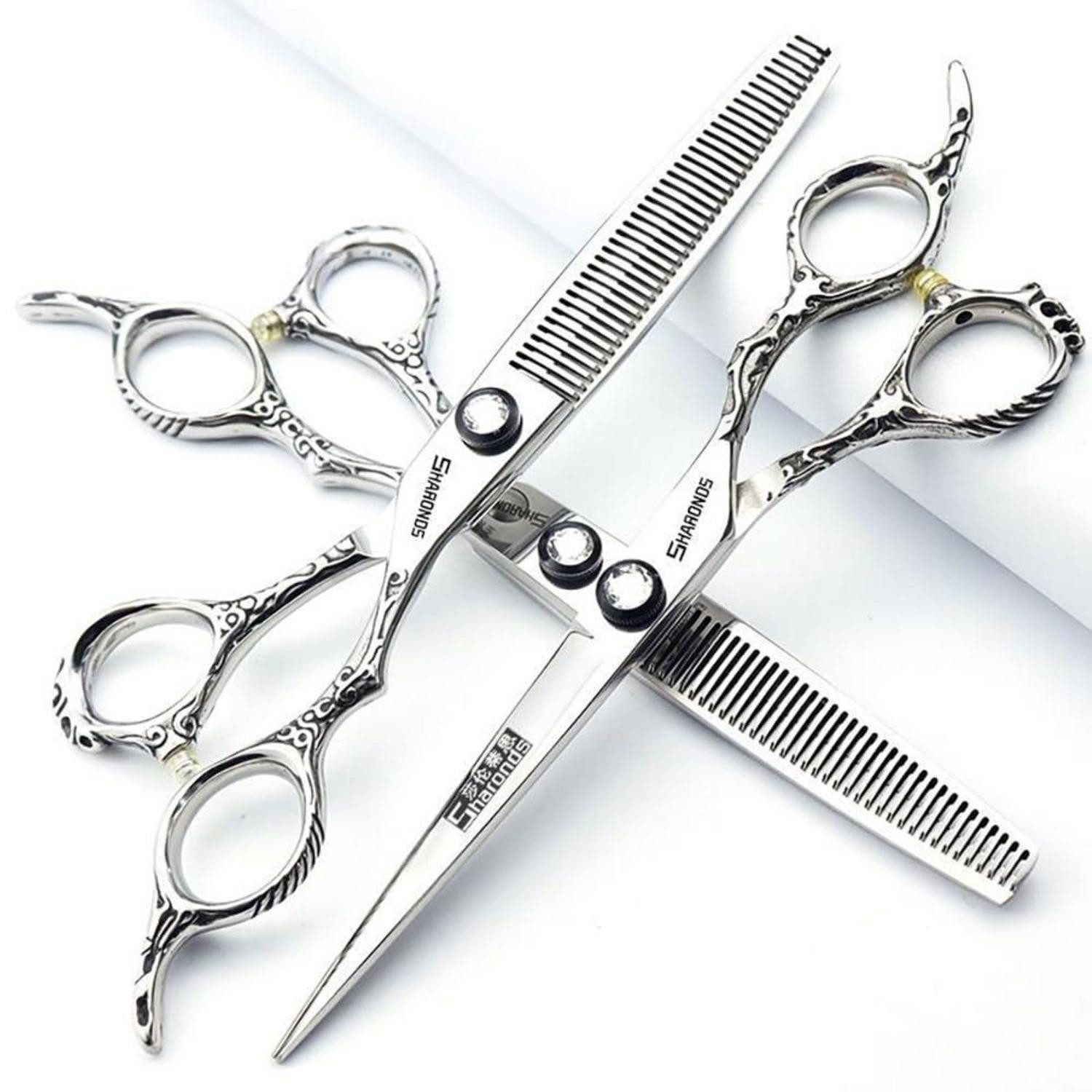 LuxusKollektion Scheren-Set Friseurschere Set 7 Zoll 3-tlg. Edelstahl ergonomisch
