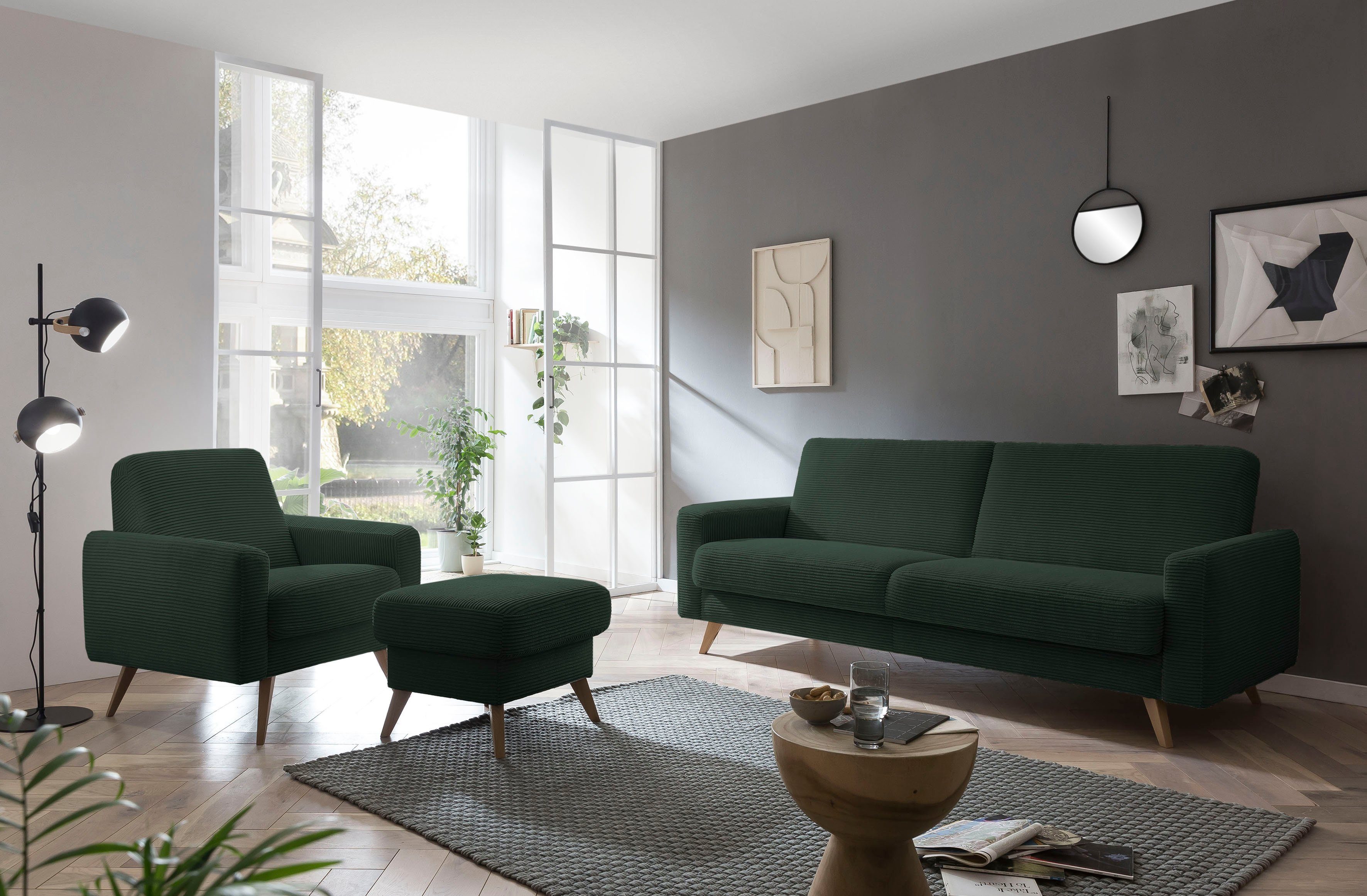 exxpo - sofa fashion Bettkasten Inklusive Samso, 3-Sitzer und pine Bettfunktion