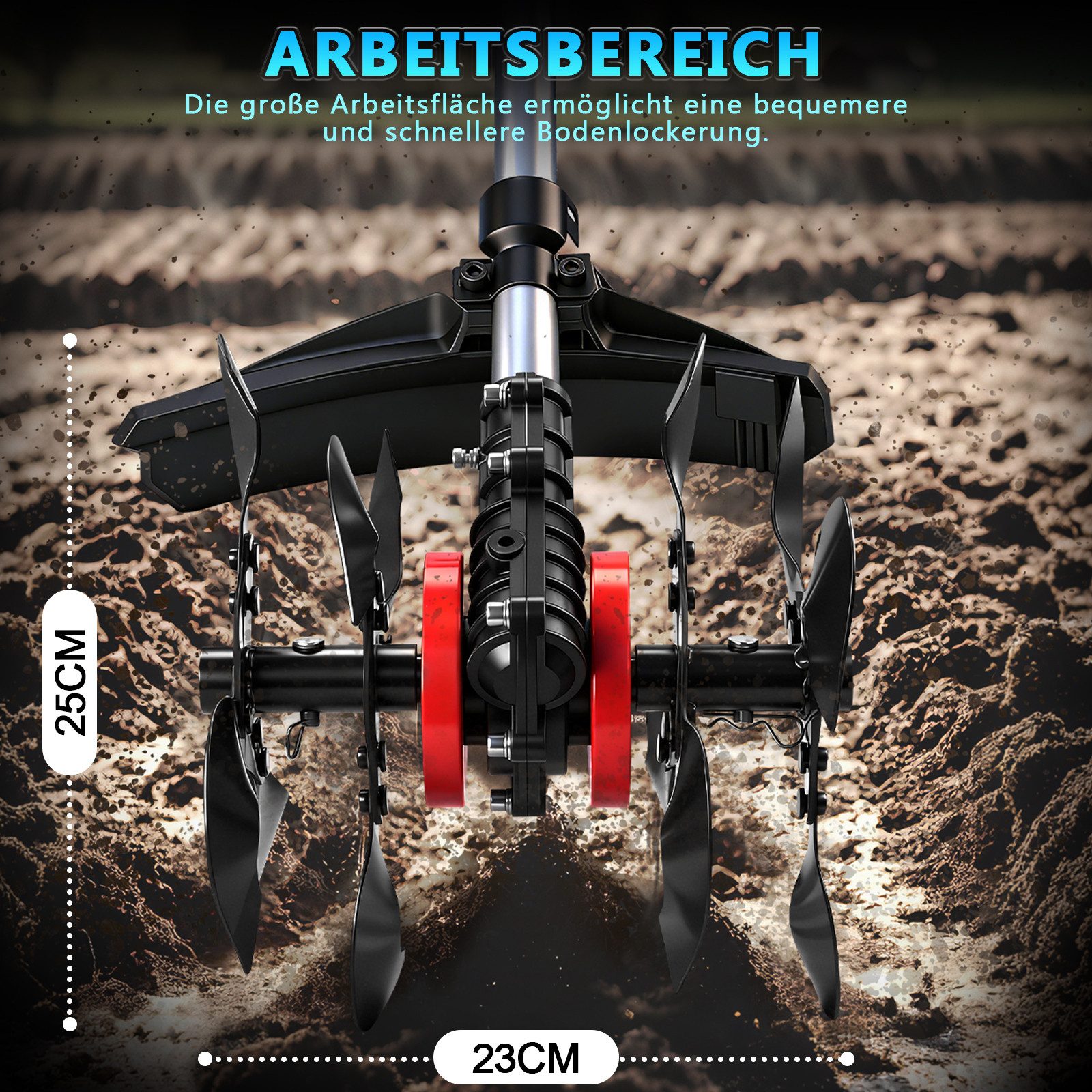 XERSEK Akku-Motorhacke 2in1 Bodenhacke & Rasentrimmer, Gartenfräse Bodenfräse Freischneider, 19 Zubehörteile inkl.2-4,0Ah-Akku, Bürstenloser Motor, Schmiernippel, Abnehmbare Multifunktionale Bodenhacke, Kompatibel mit Makita Akku