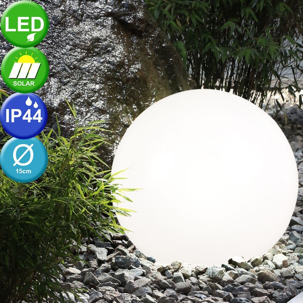 Gartenleuchte, Kugel Leuchte Solar Licht fest Aussenleuchte Gartenlampe LED etc-shop Erdspieß verbaut, Solar LED-Leuchtmittel LED