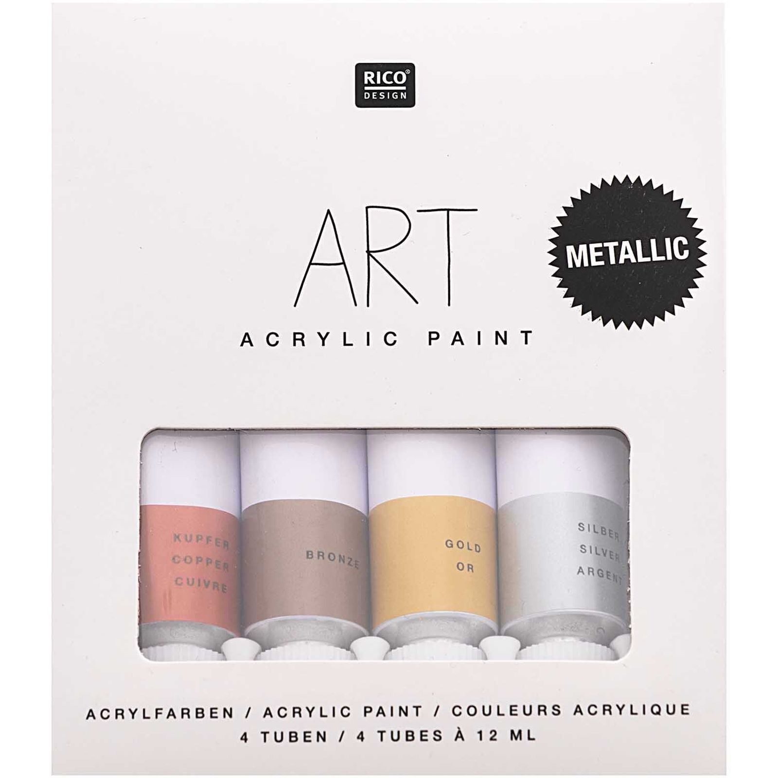 Rico Design Acrylfarbe ART Künstler Акрил-Set Celebration Metallic-Farben 4x12ml