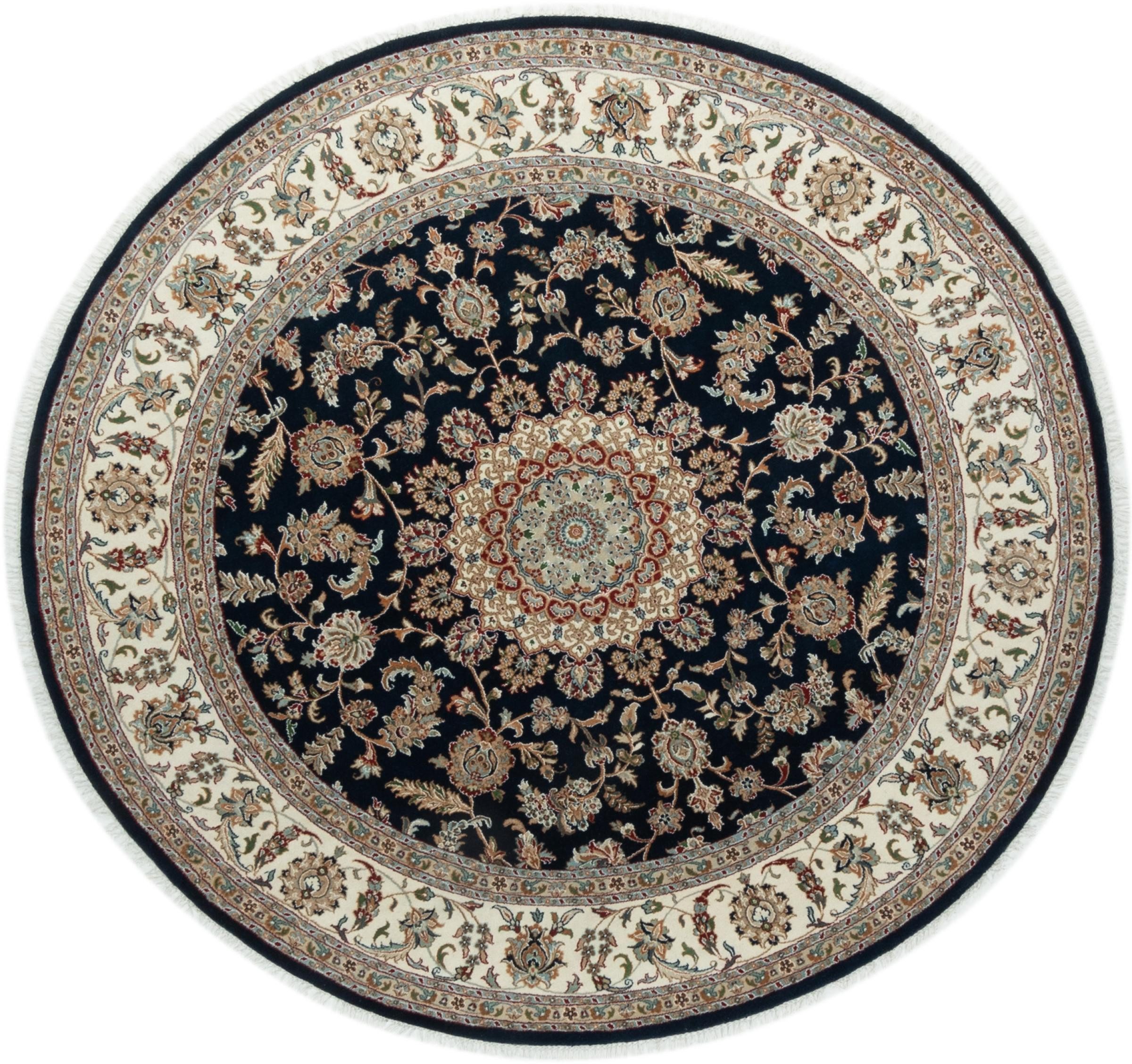 Nain Trading Orientteppich Indo Nain 244x242 Handgeknüpfter Orientteppich Rund, rund, Höhe: 12 mm