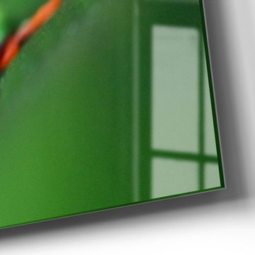 DEQORI Wanduhr 'Grüner Frosch im Laub' (Glas Glasuhr modern Wand Uhr Design Küchenuhr)