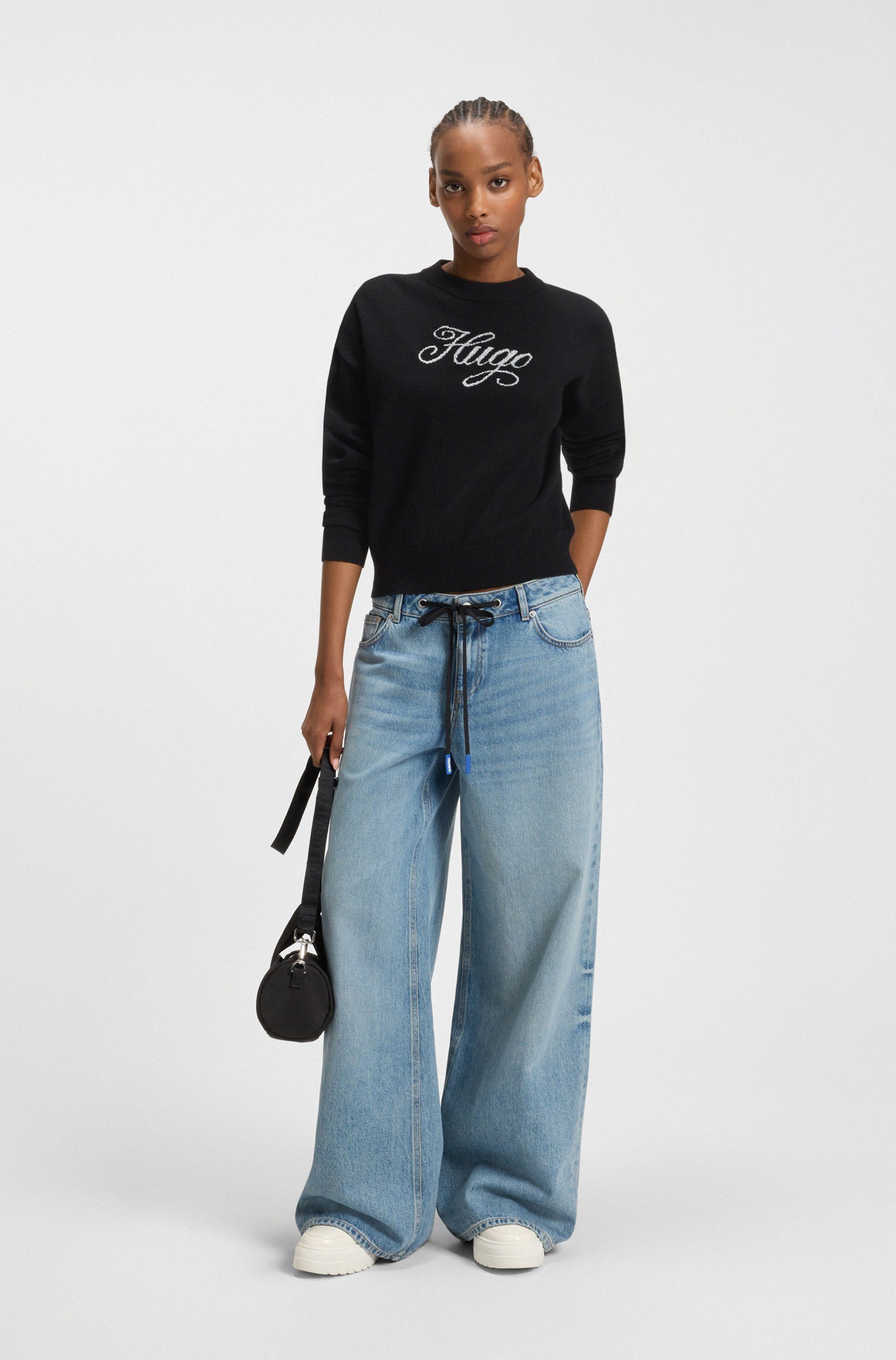 HUGO Blue Strickpullover Slogix mit Swirl-Logo
