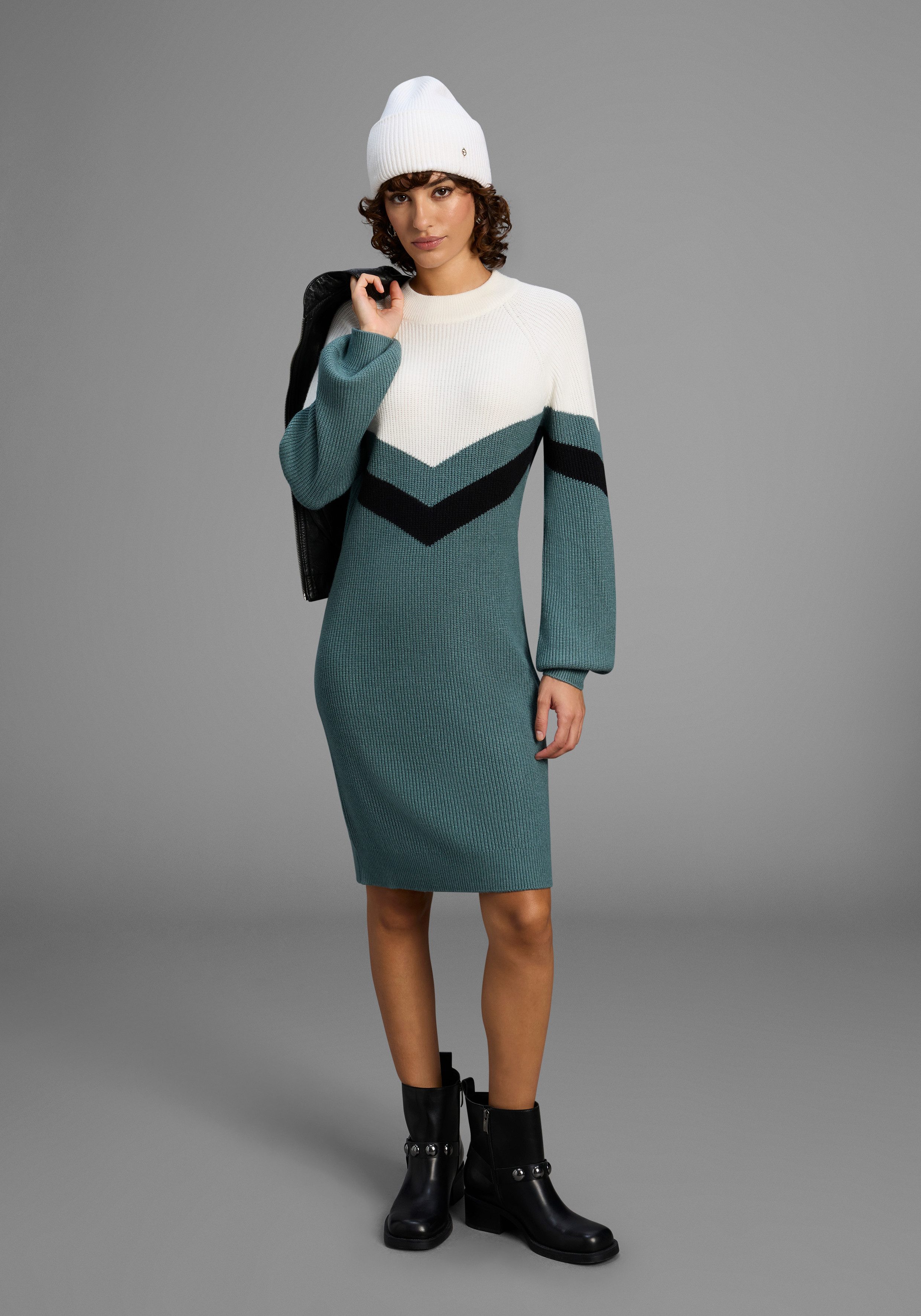 Laura Scott Strickkleid mit Streifenmuster aus weicher Viskosequalität günstig online kaufen