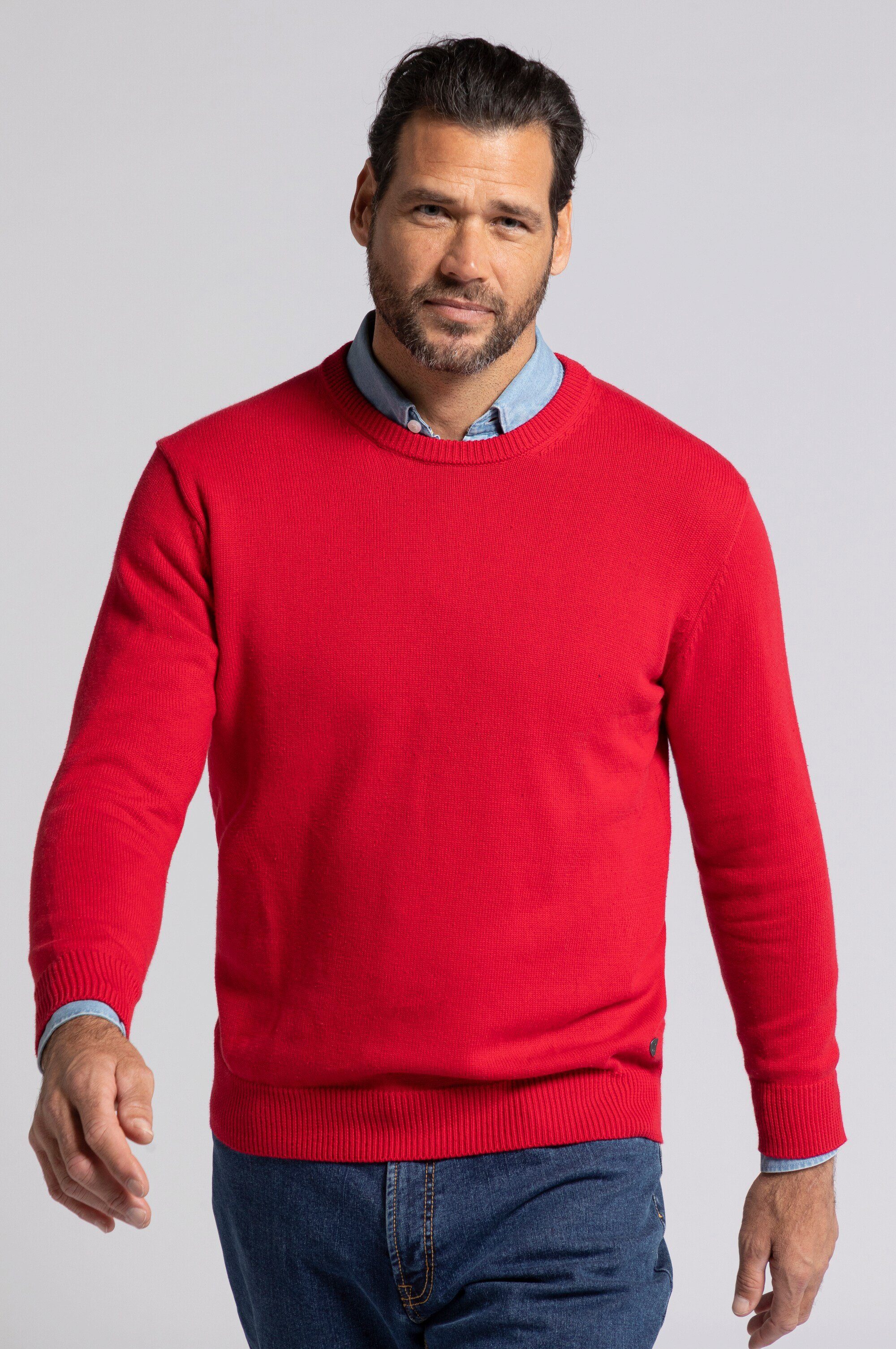 Rundhalspullover Pullover runder Ausschnitt JP1880-Stick Baumwolle