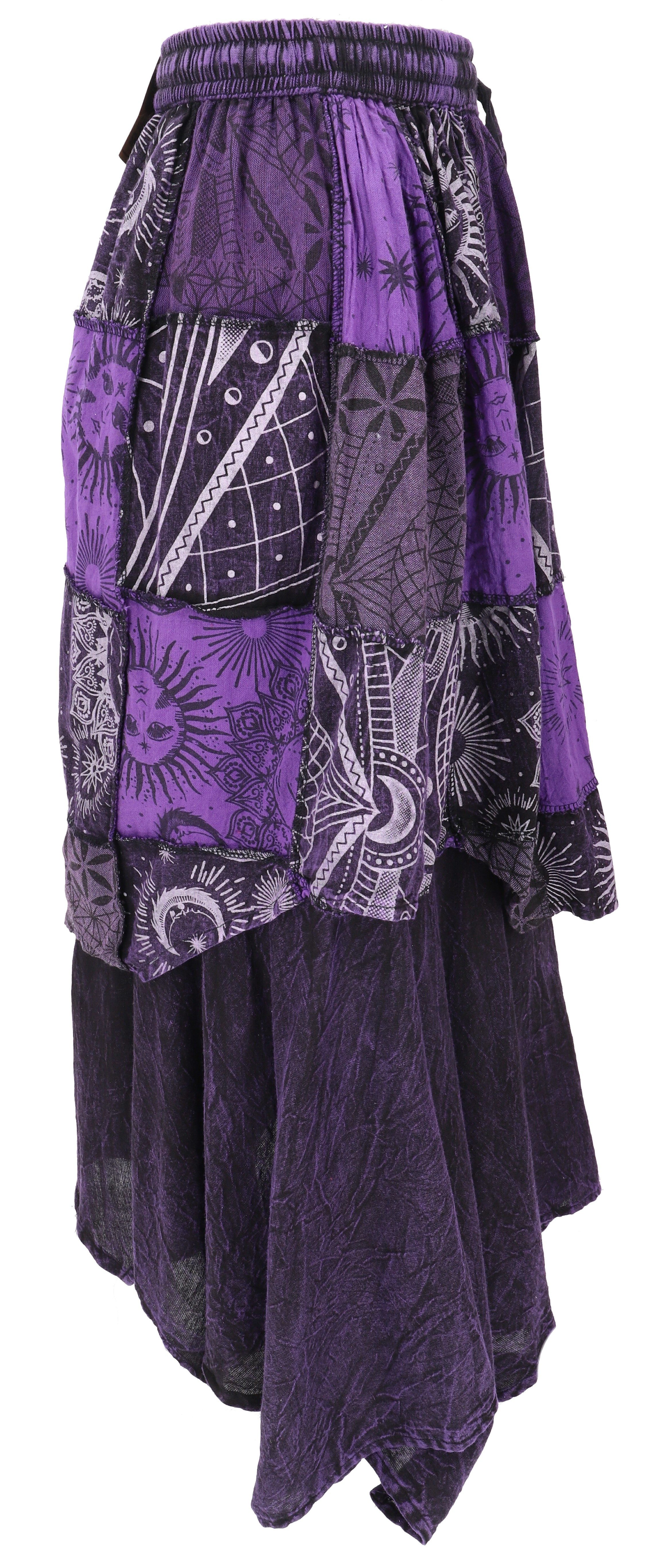 Guru-Shop Minirock Langer Boho Lagenrock, stonewash Patchwork.. alternative günstig online kaufen