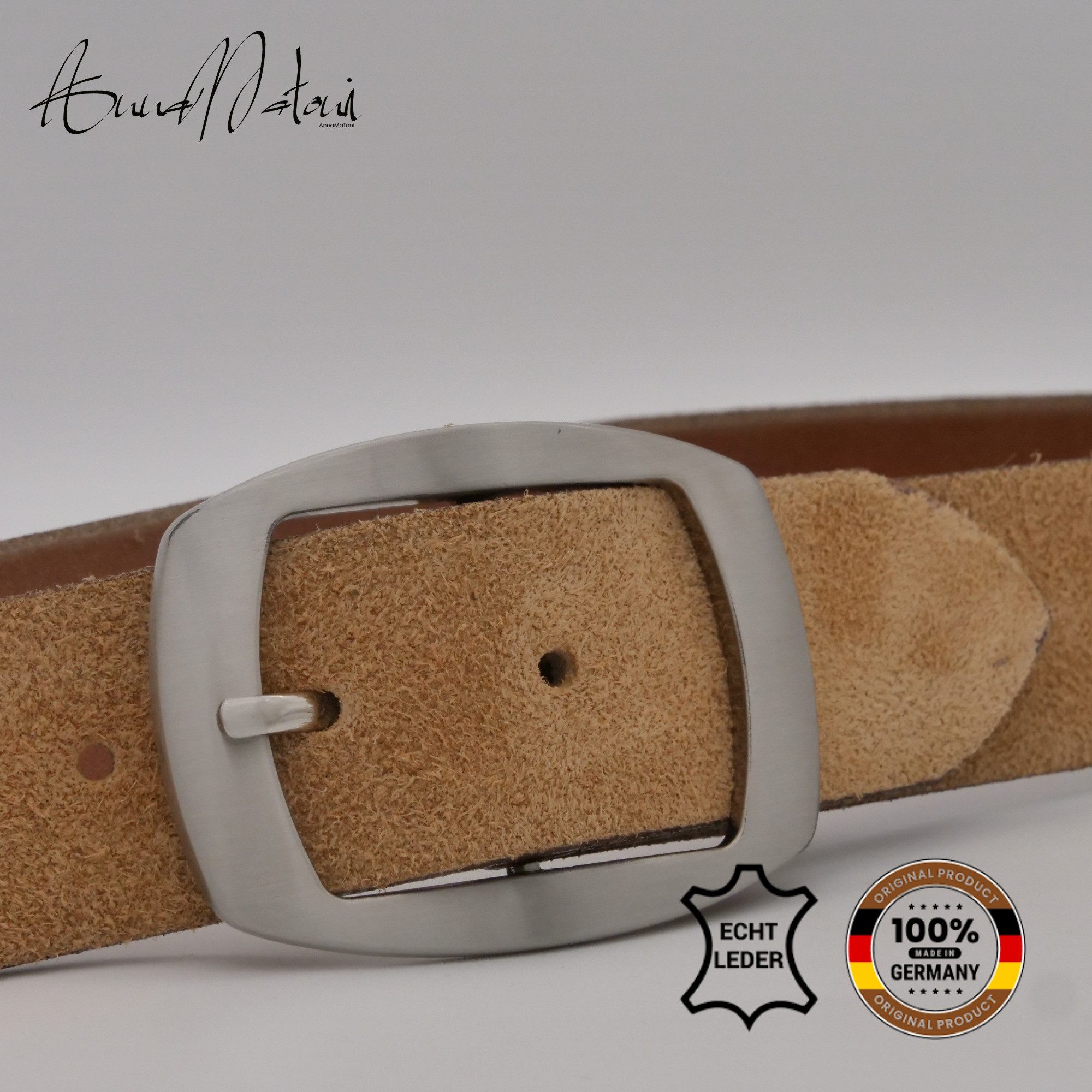 AnnaMatoni Ledergürtel AnnaMatoni Damen Ledergürtel in hochwertigem Velour Leder 4cm