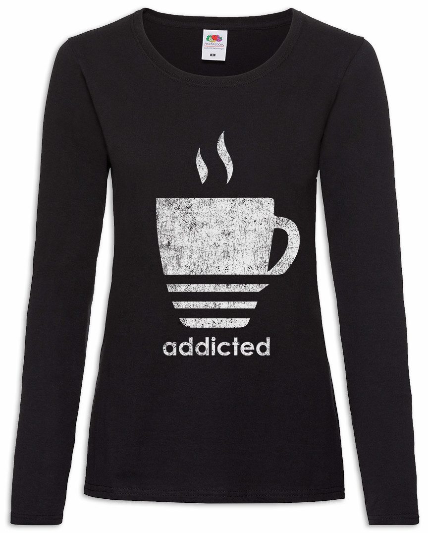 Urban Backwoods Langarmshirt Coffee Addicted Damen Langarmshirt Kaffee Kaffeetrinker Liebe Love (1-tlg) Morgenmuffel Cafe Barista Koffein