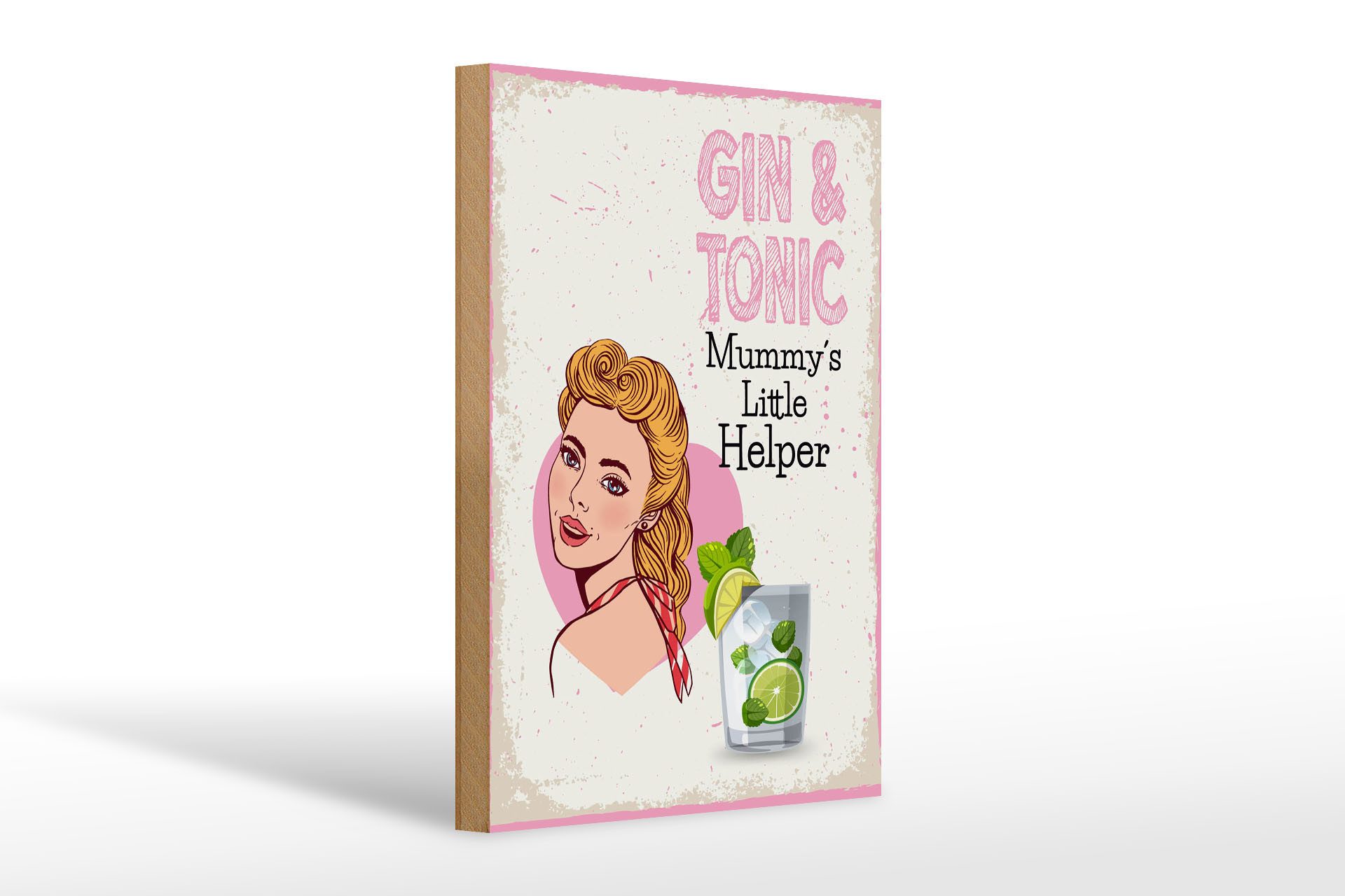 Holzbild Spruch Gin & Tonic Mummy`s little Helper 20x30cm