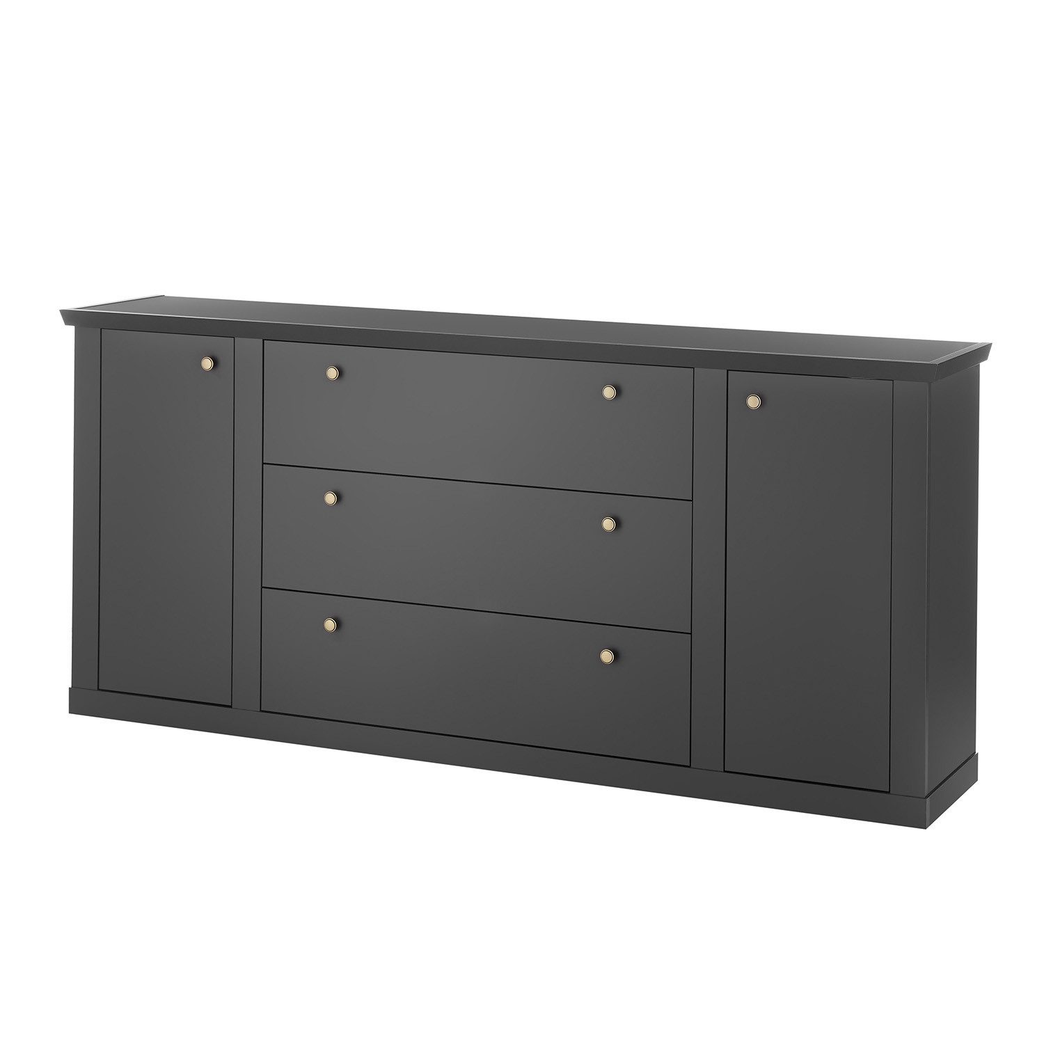 Möbel Stellbrink Sideboard Großes Sideboard Lincoln - Schwarz matt