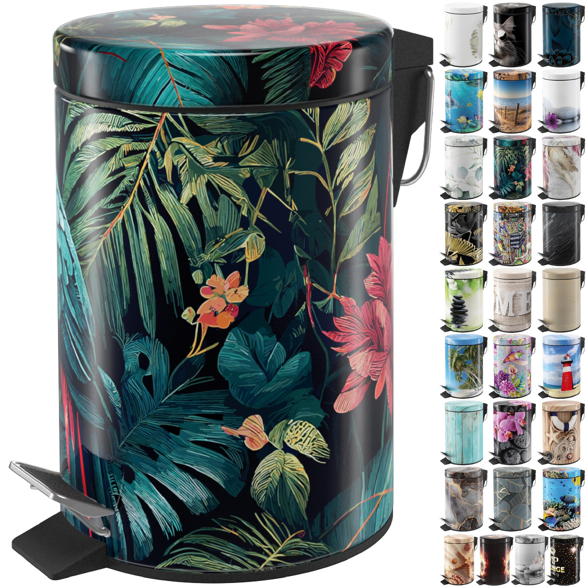 Sanilo Kosmetikeimer mit Motiv, viele schöne Bad Mülleimer zur Auswahl, 3 Liter, Abfalleimer mit Absenkautomatik & Innenbehälter