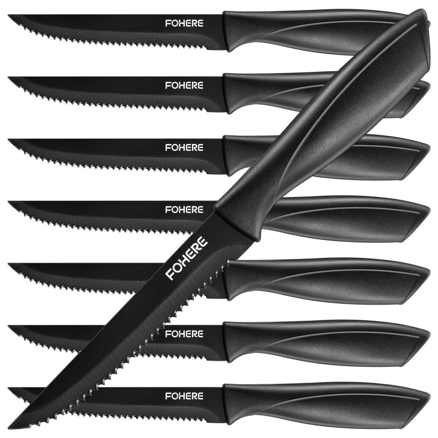 LuxusKollektion Steakmesser Steakmesser Set 8tlg. schwarz Sägezahn Edelstahl