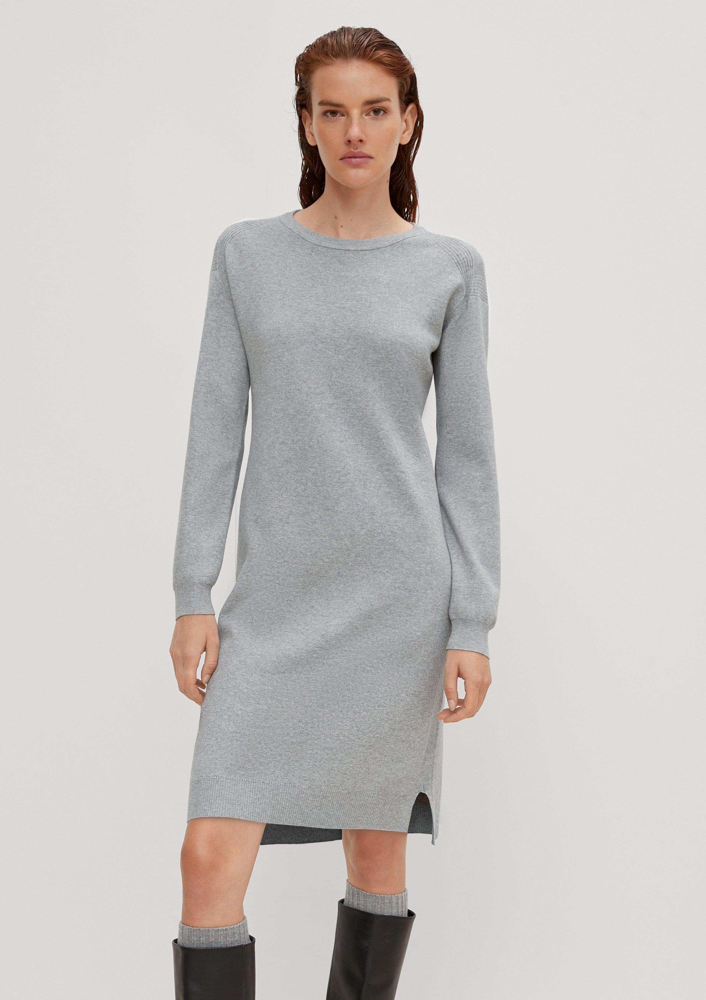 comma casual identity Feinstrickkleid Ripp-Details mit Minikleid graphit Rippblende