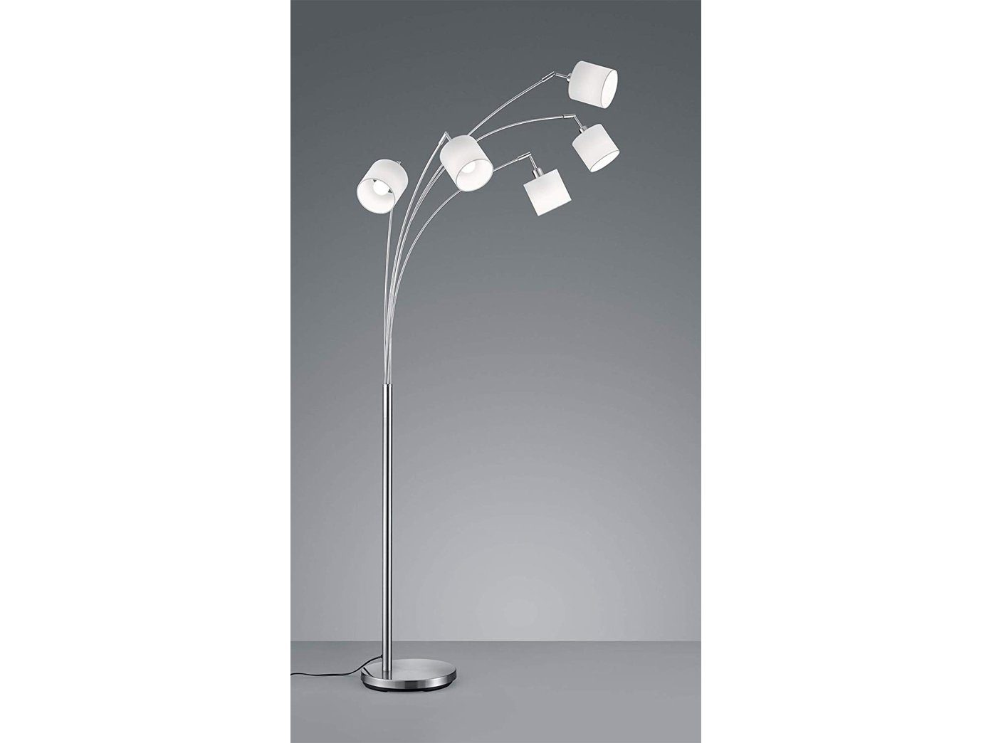 Designer-lampen Große Lampenschirme Stehlampe, LED ausgefallene LED H Dimmfunktion, Stoff meineWunschleuchte 200cm Warmweiß, Silber-Weiß wechselbar, dimmbar
