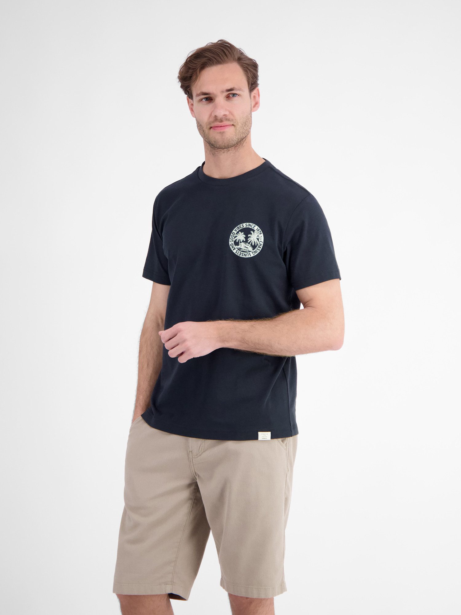 LERROS T-Shirt Lässiges, unifarbenes T-Shirt aus reiner Baumwolle mit Print