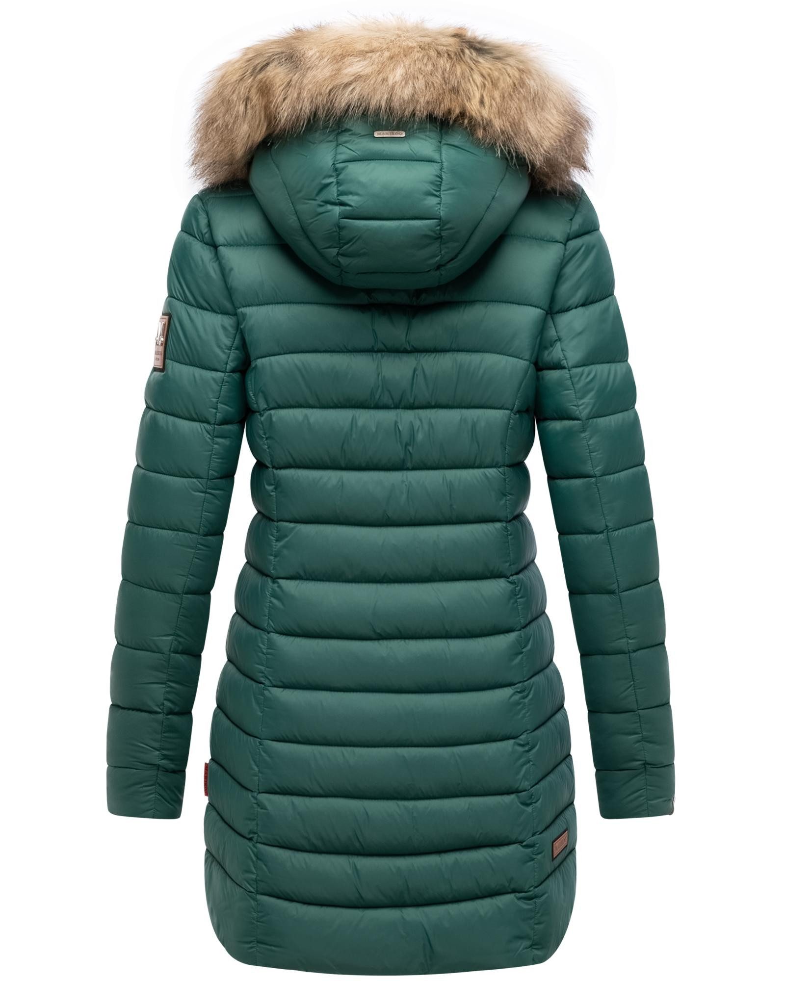 Marikoo Steppmantel Rose-Stepp zeitloser Winterparka mit großer Kunstfellkapuze