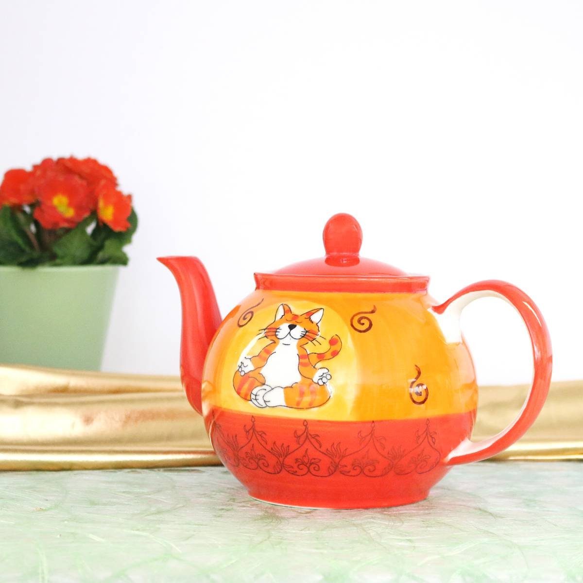 Mila Teekanne Mila Keramik-Teekanne Oommh Katze ca. 1,2 Liter, 1,2 l, (Set, Teekanne)