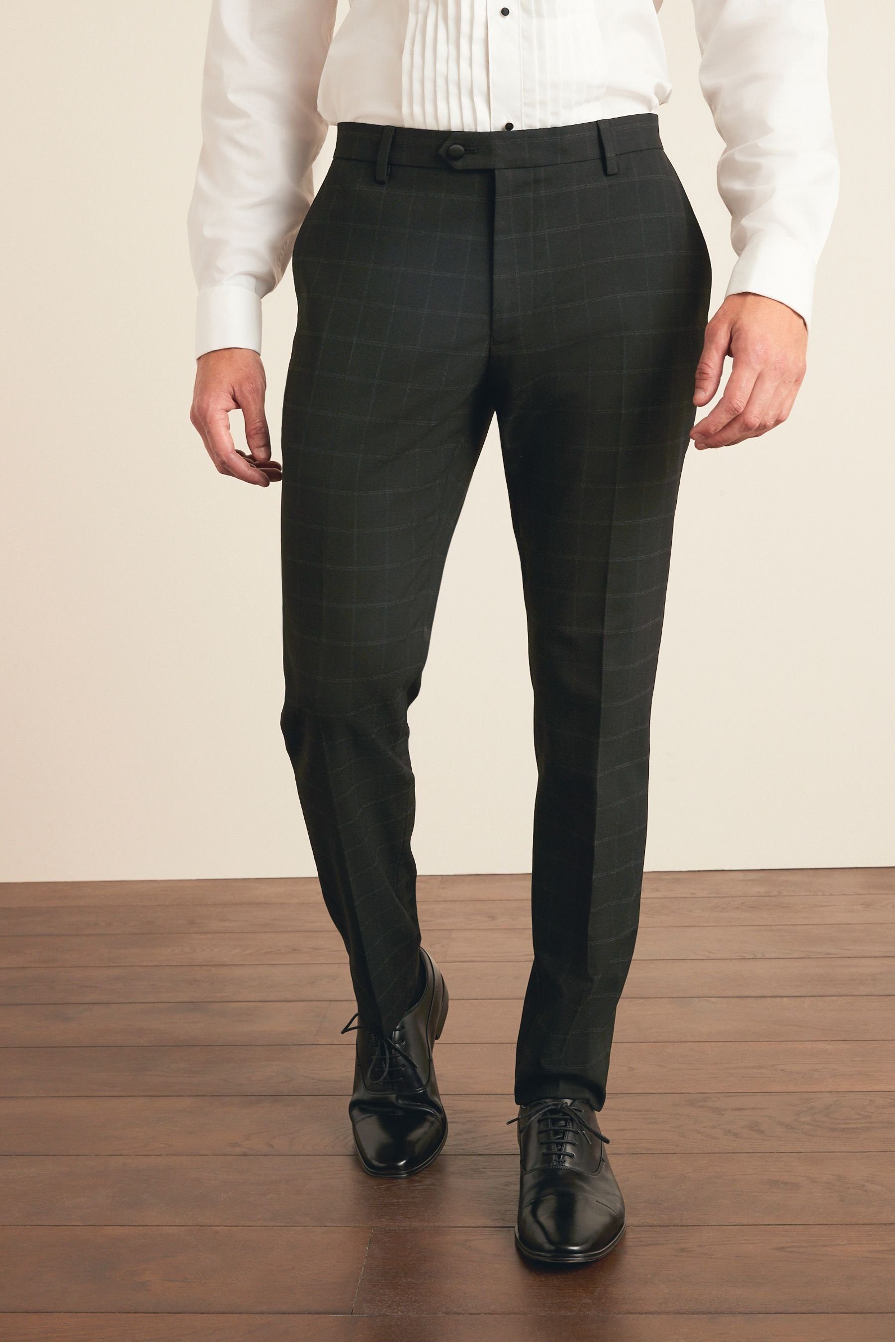 (1-tlg) Next Karierter Fit: Anzughose Hose im Skinny Smoking