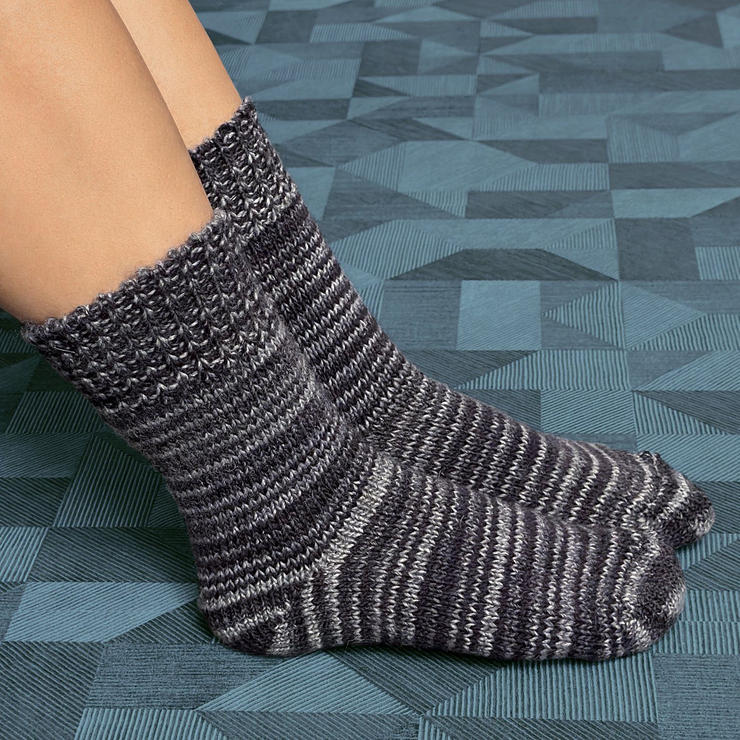 celodoro Umschlagsocken Damen & Herren Mouline Wollsocken mit Umschlag