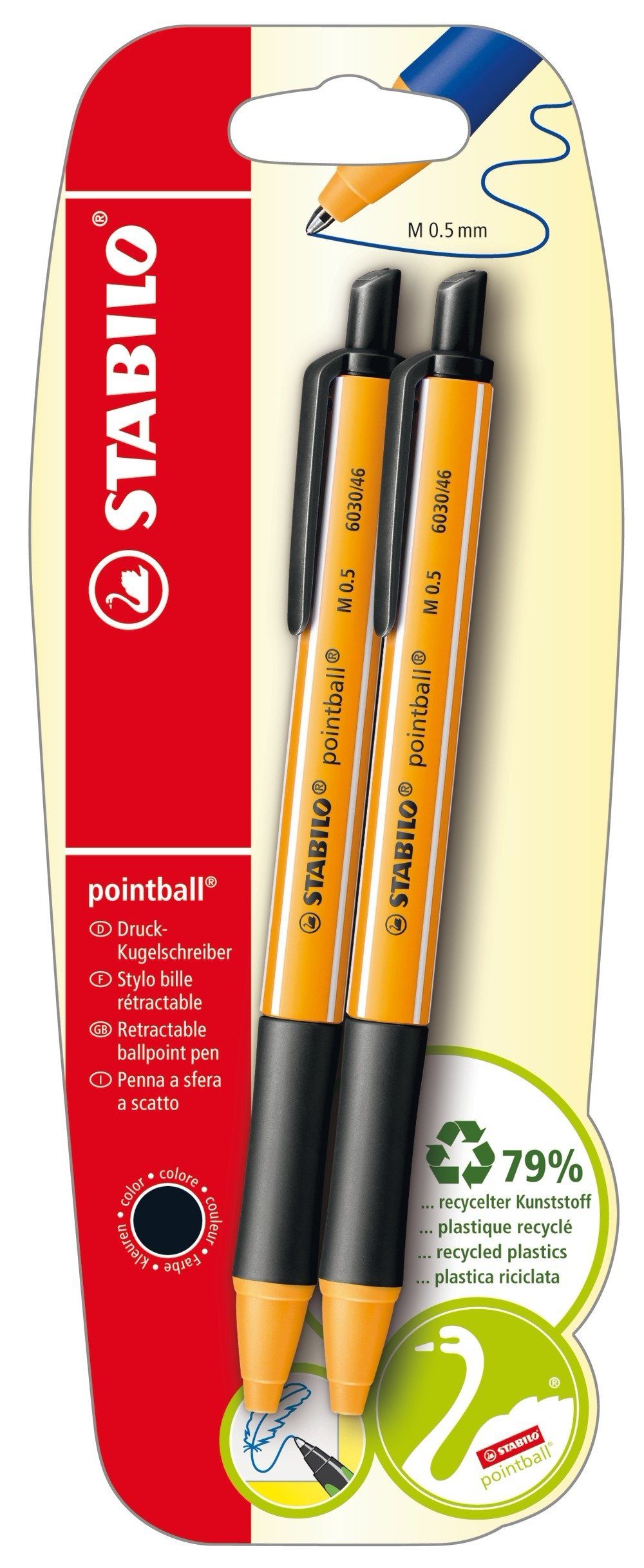 STABILO Kugelschreiber Kugelschreiber - STABILO pointball - 2er Pack - schwarz