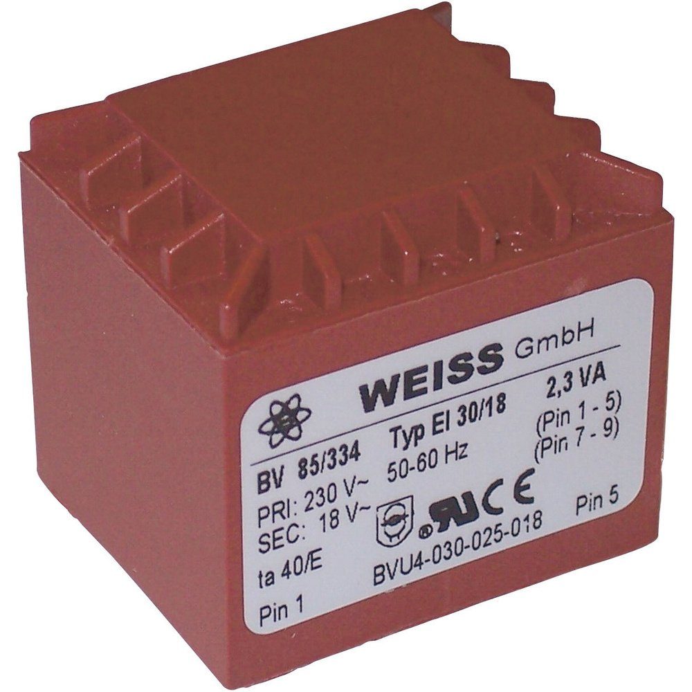 Weiss Elektrotechnik 85/332 Printtransformator 1 x 230 V 1 x 12 V/AC 2 Trafo