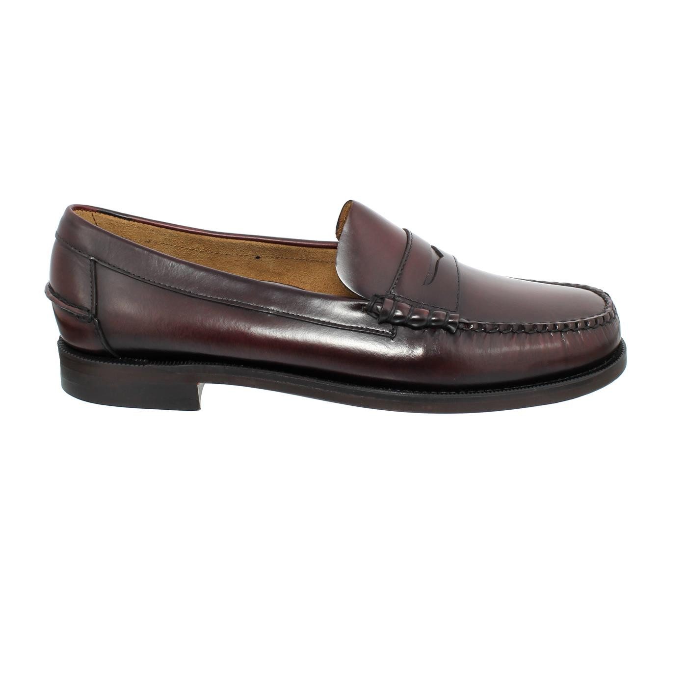 Sebago Sebago Classic Dan, Glattleder, Brown Burgundy, Goodyear Welted, Weit Slipper