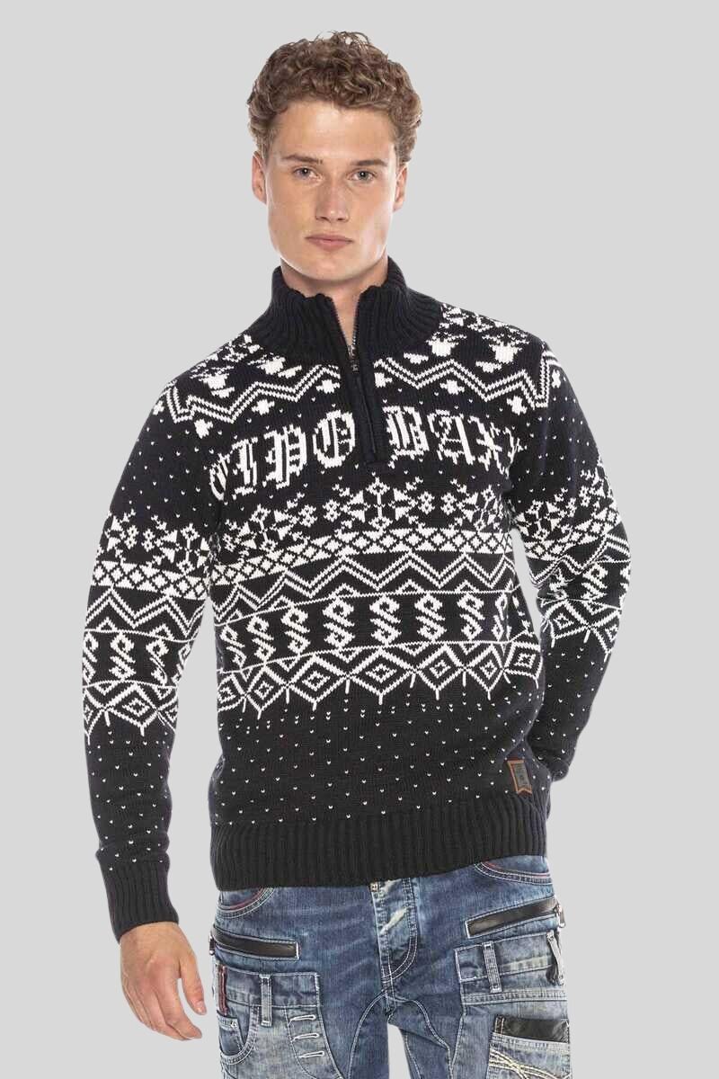 Cipo & Baxx Strickpullover Pullover (1-tlg) mit winterlichem Motiv