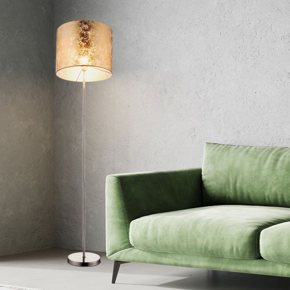 GLOBO LIGHTING Stehlampe, Leuchtmittel nicht inklusive, Stehleuchte Stehlampe Wohnzimmerlampe Deckenfluter Textil gold H 160cm