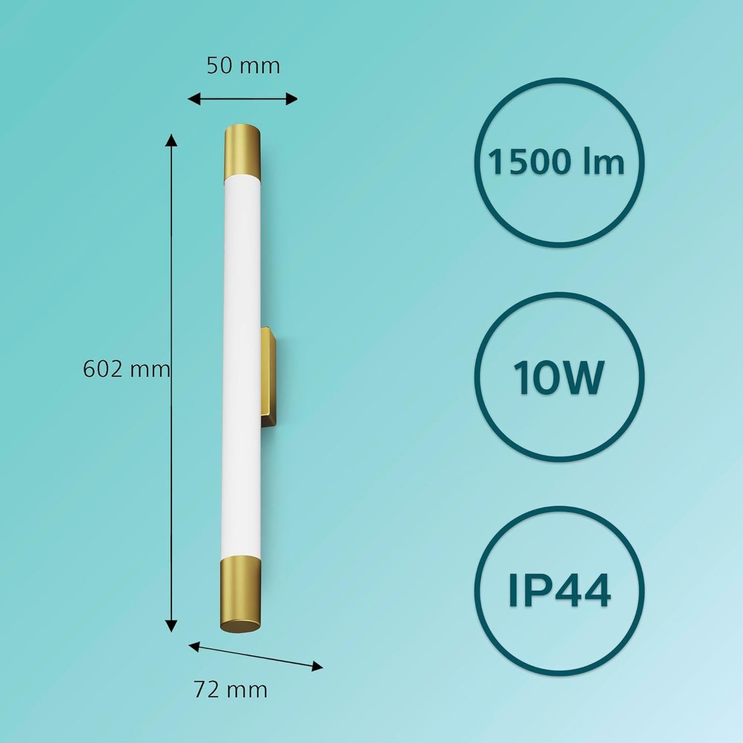 Philips Spiegelleuchte, 1500 lm warmweißes Licht, IP44 feuchtraumgeeignet