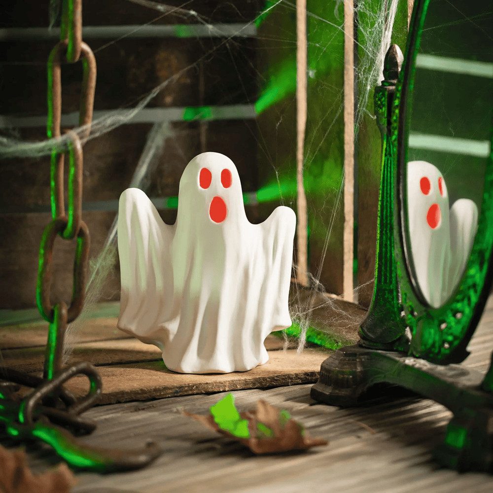 Home-trends24.de LED Dekofigur LED Gespenst Halloween Deko Porzellan Farbwechsel, LED fest integriert